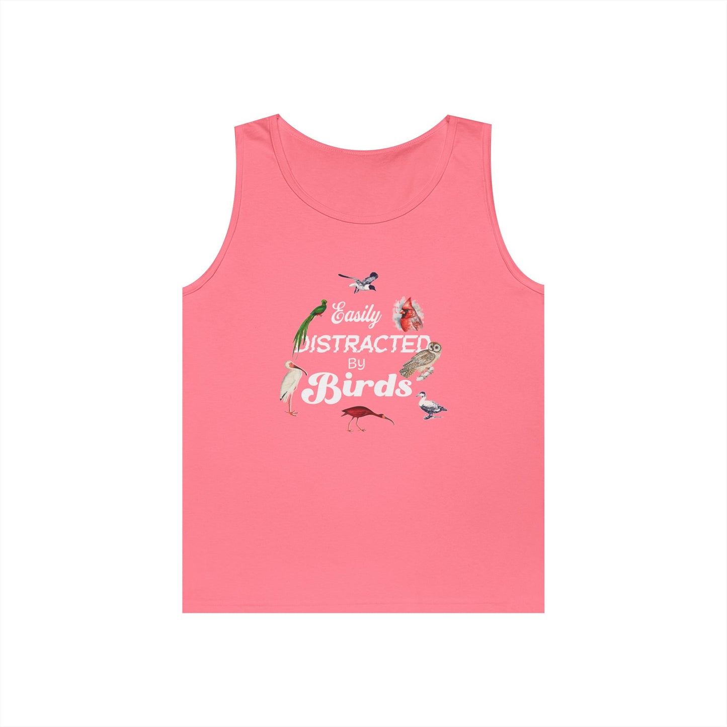 The Nerdy Birder Easily Distracted By Birds Tank Top, Gift for Bird Lovers, Unisex Summer Wear, Nature Lover's Apparel, Fun Casual Tank