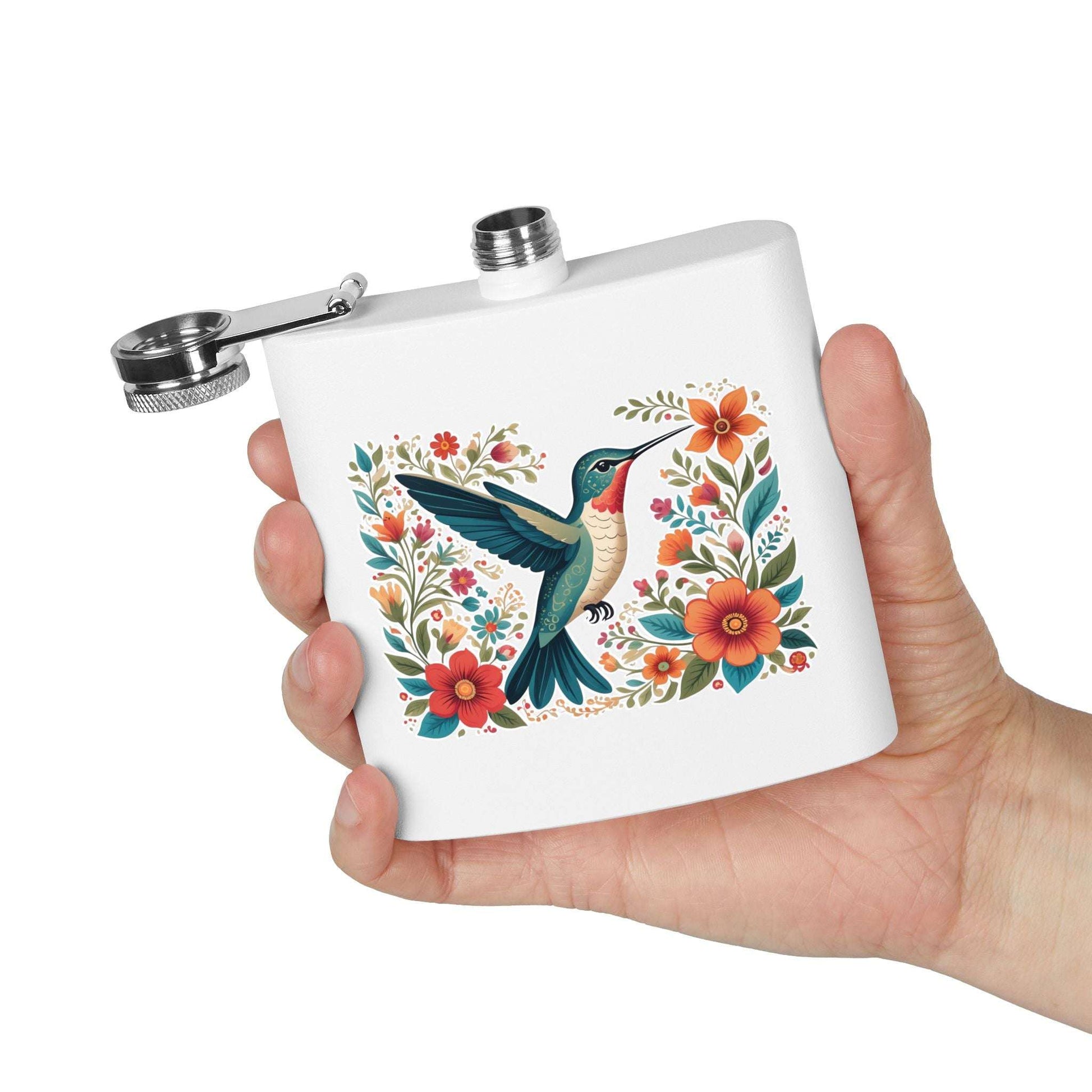 Hummingbird In Bloom Stainless Steel Flask - 6oz