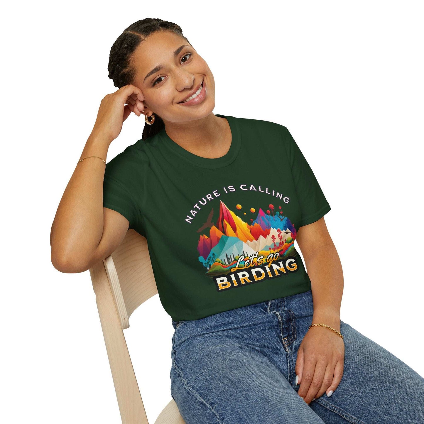 Nature Is Calling Birding Unisex Softstyle T-Shirt