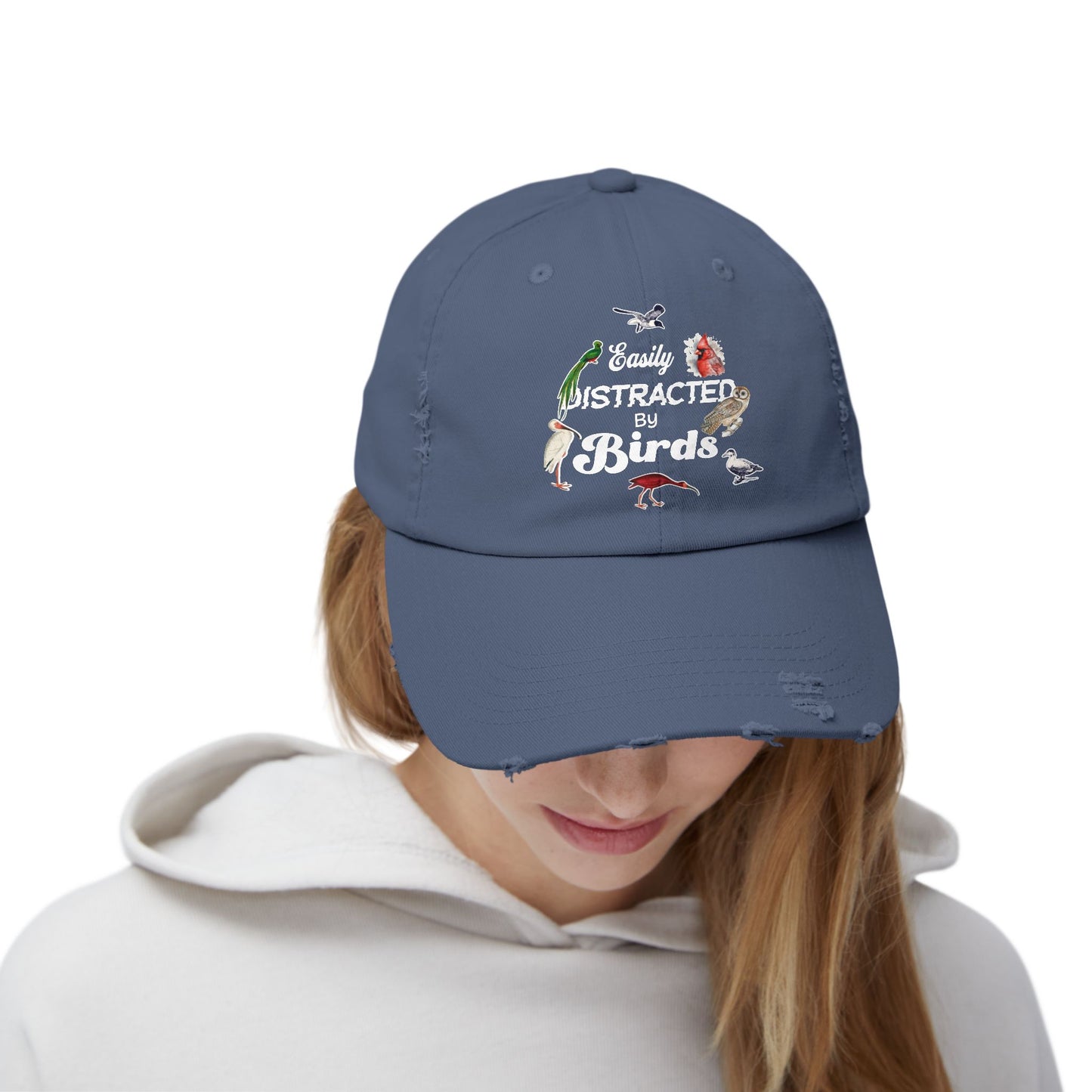 Easily Distracted By Birds Vintage Style Hat - Unisex Distressed Cap