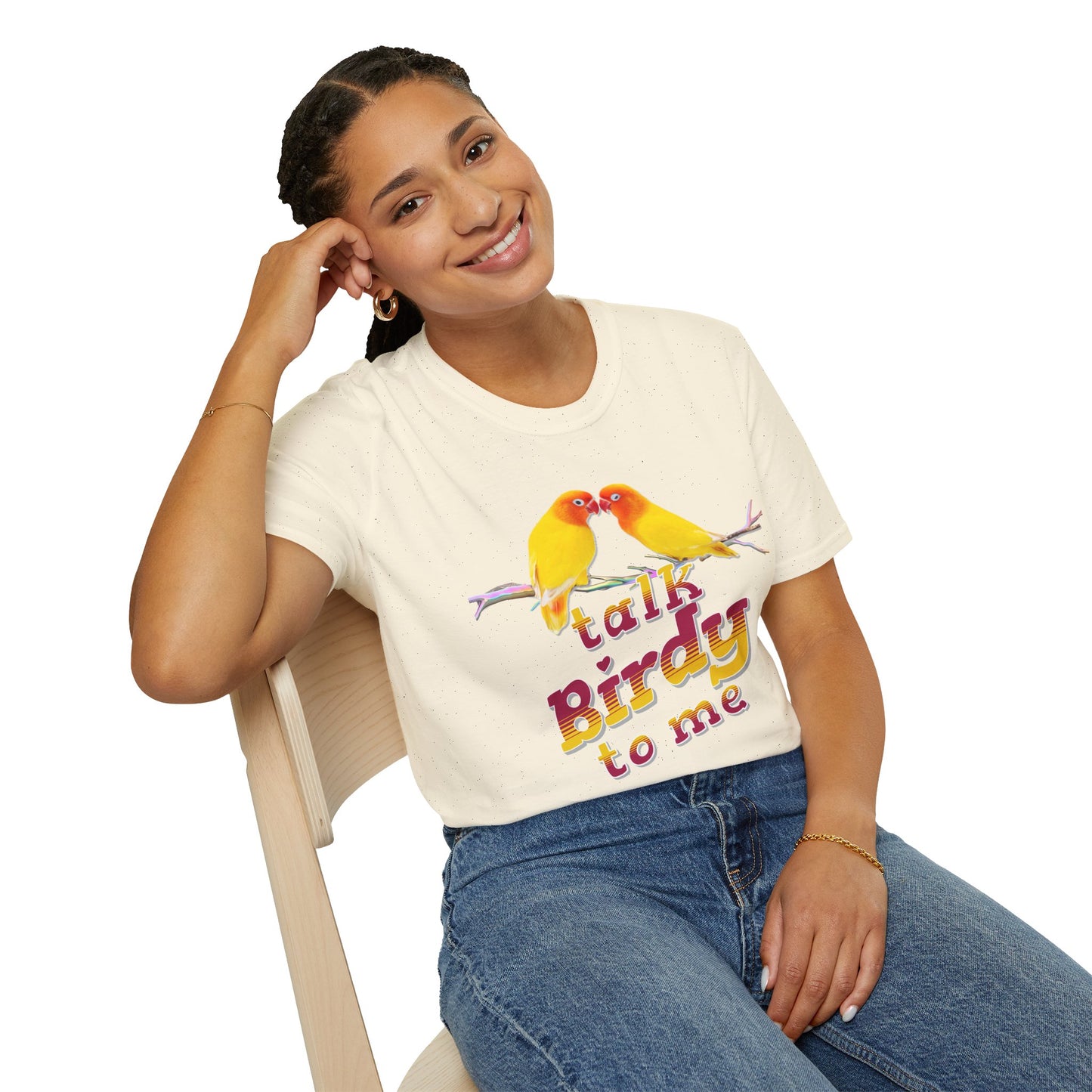 The Nerdy Birder - "Talk Birdy To Me" Unisex Softstyle T-Shirt - Nature Lover's Gift