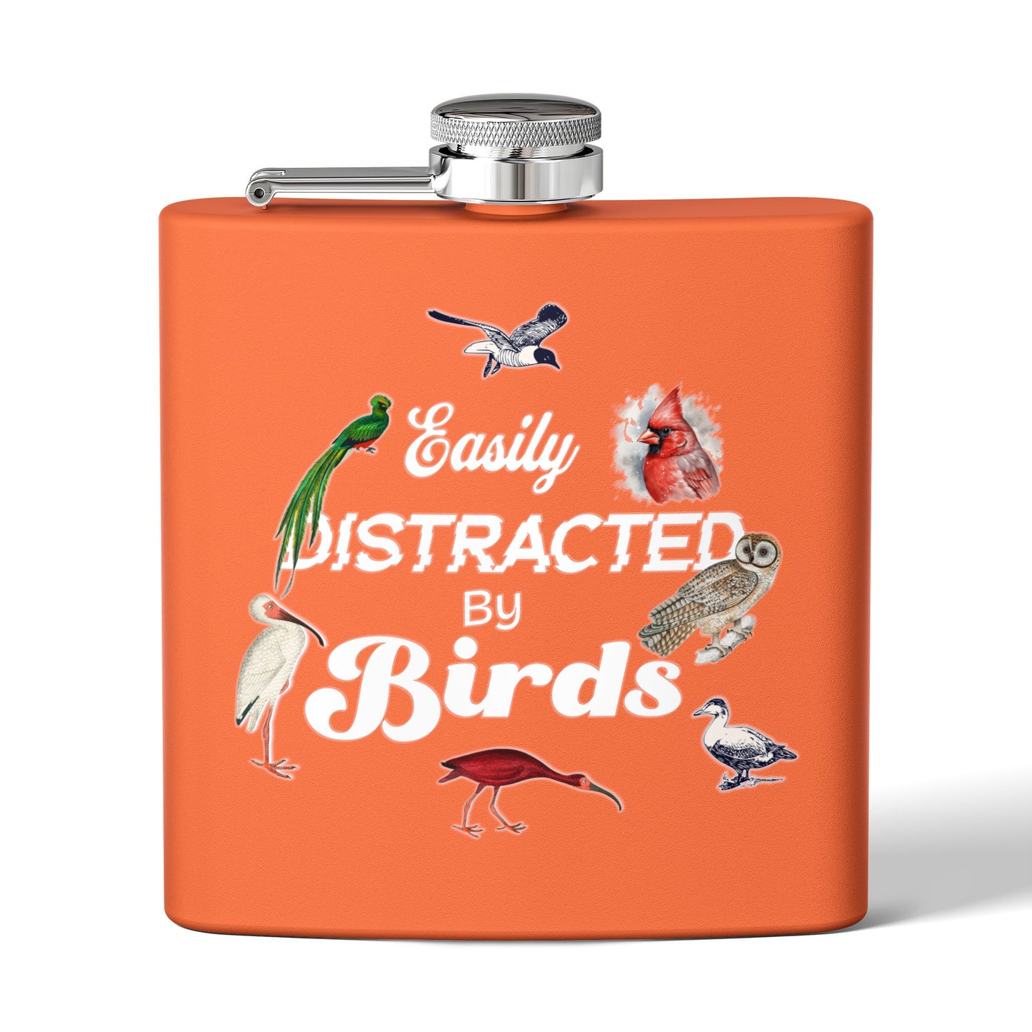 Easily Distracted By Birds Stainless Steel Flask - 6oz