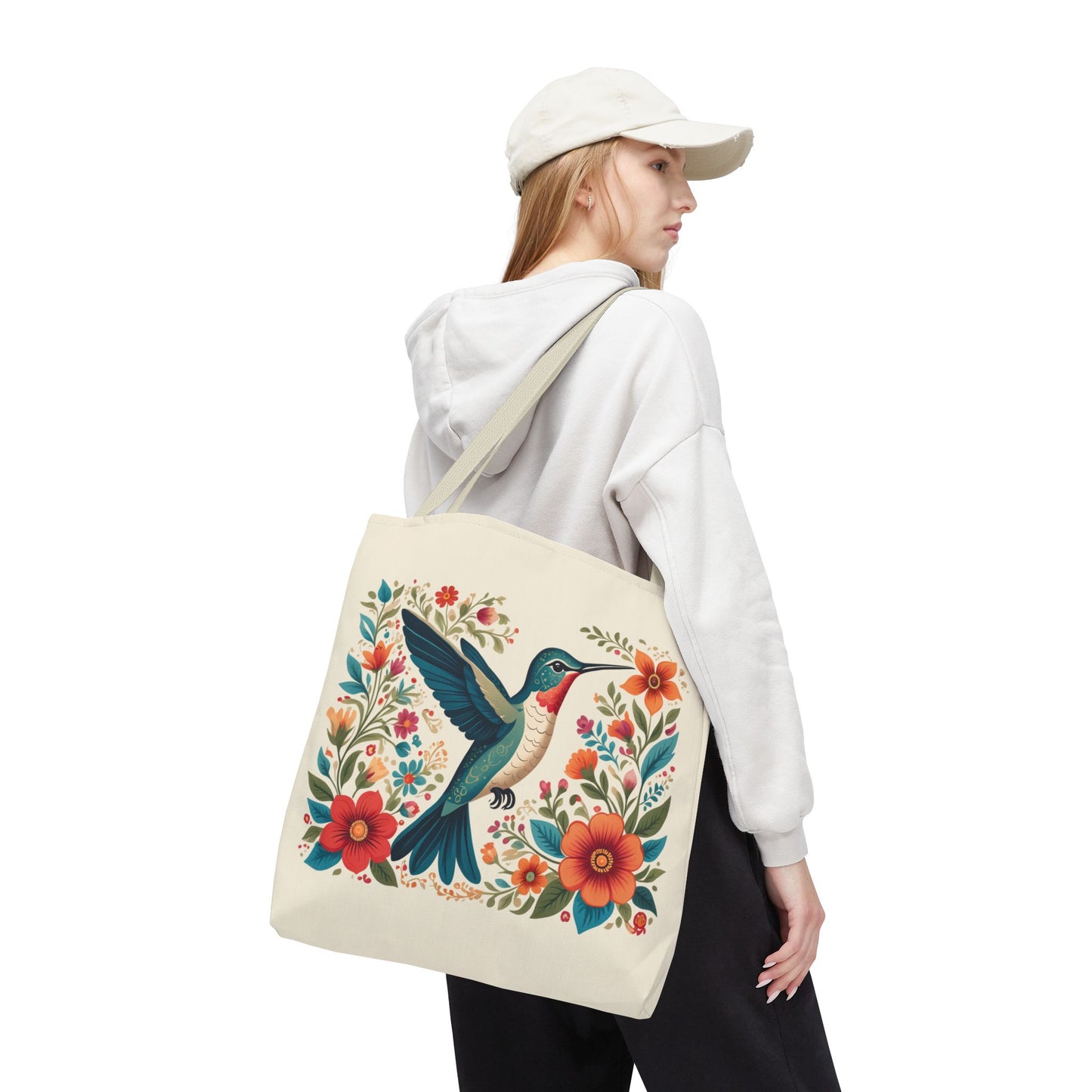 Hummingbird In Bloom Tote Bag - Natural color