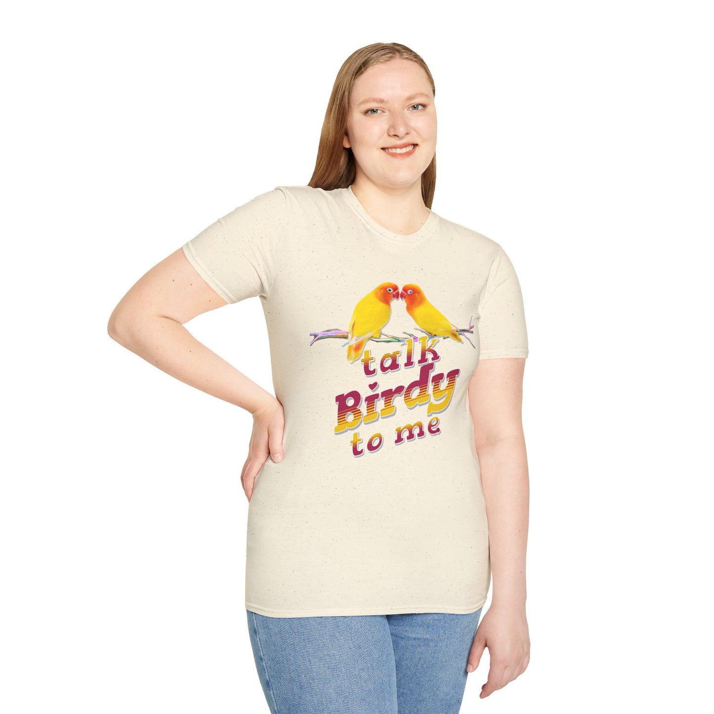 The Nerdy Birder - "Talk Birdy To Me" Unisex Softstyle T-Shirt - Nature Lover's Gift