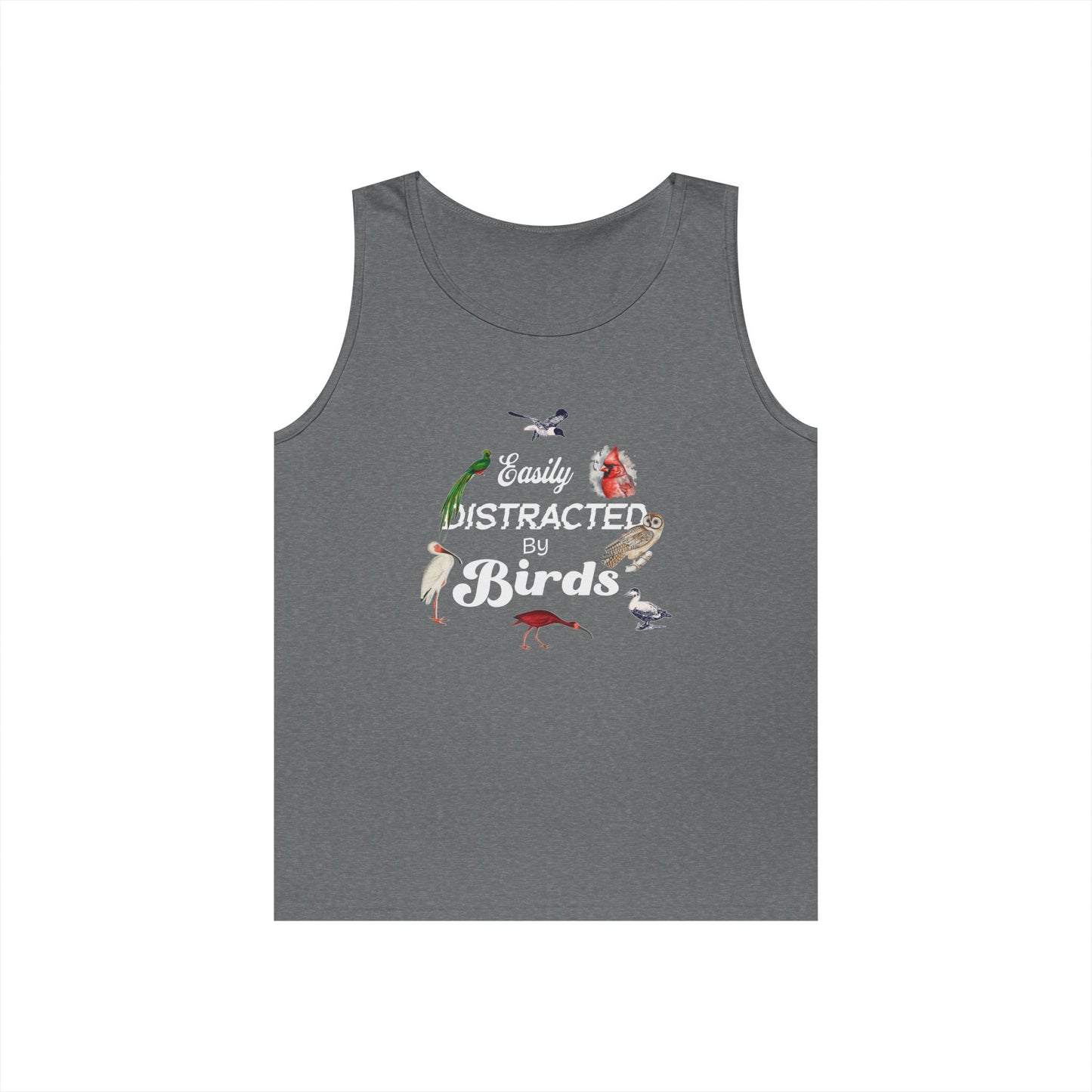 The Nerdy Birder Easily Distracted By Birds Tank Top, Gift for Bird Lovers, Unisex Summer Wear, Nature Lover's Apparel, Fun Casual Tank