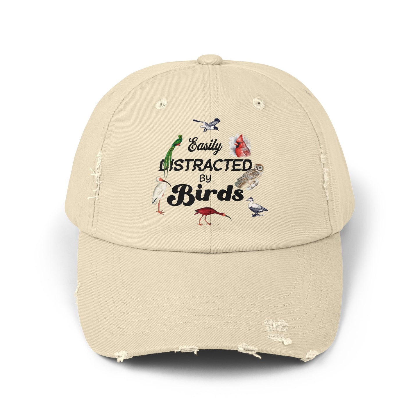 Easily Distracted By Birds Vintage Style Hat - Unisex Distressed Cap
