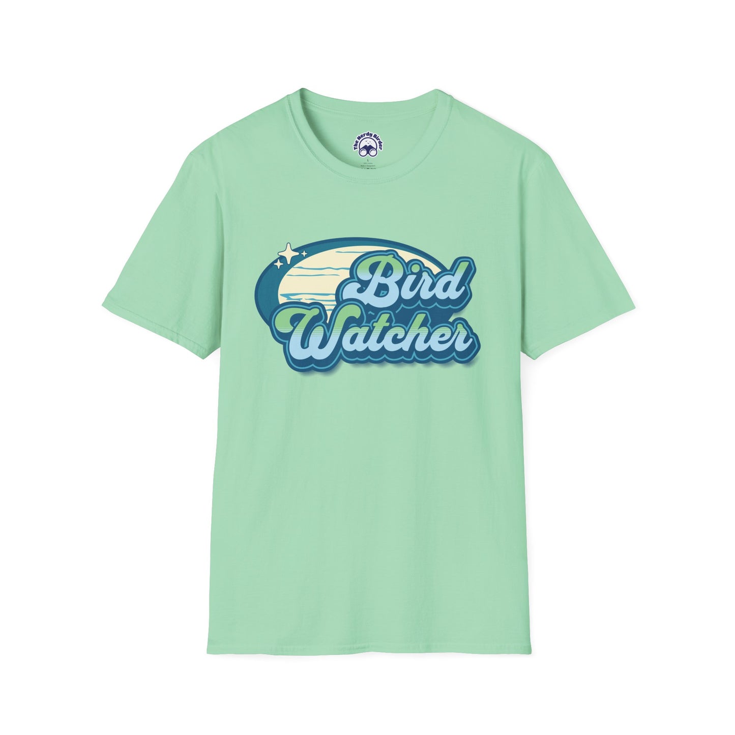 Bird Watcher Teal Unisex Softstyle T-Shirt - Retro Vibe Tee for Casual Wear