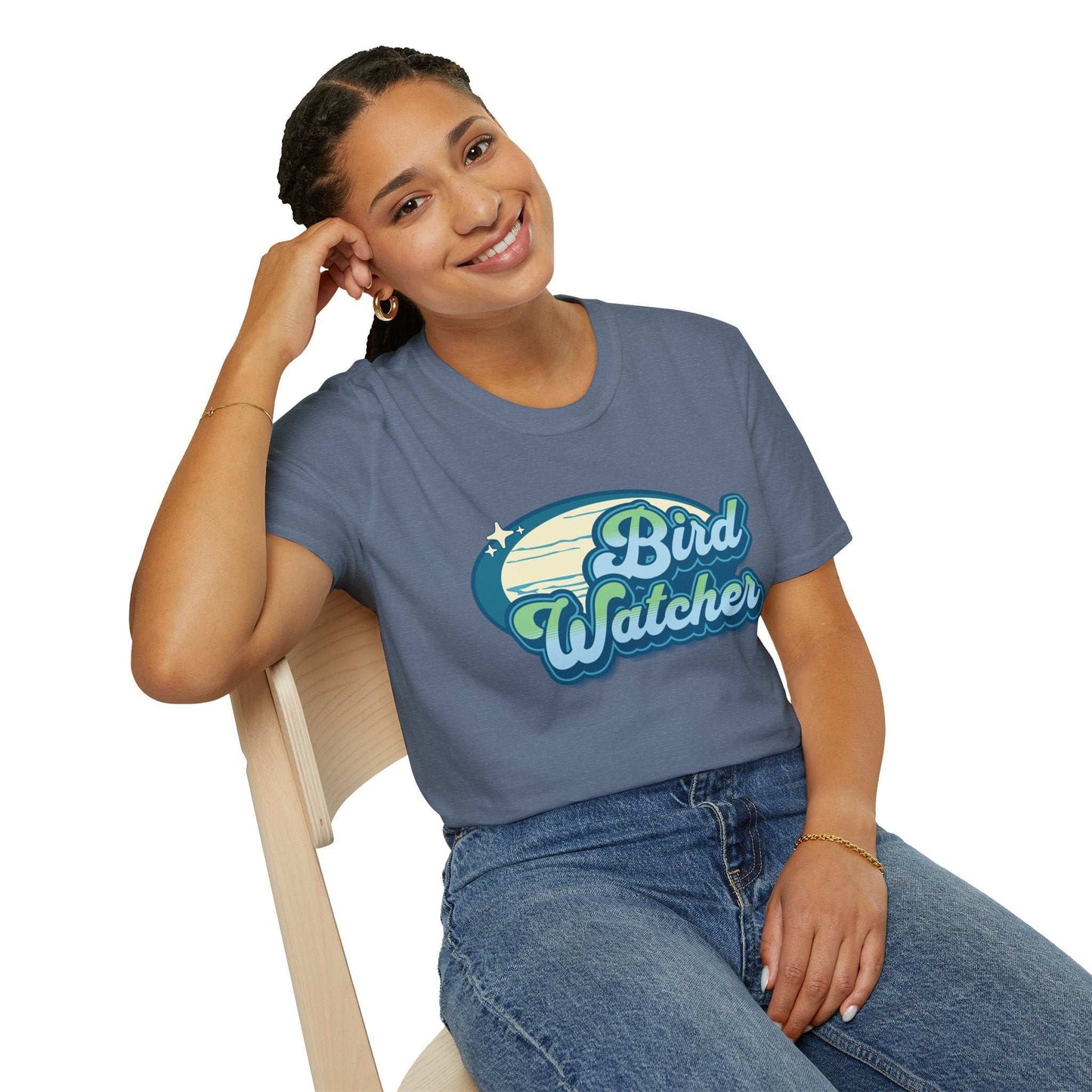 Bird Watcher Teal Unisex Softstyle T-Shirt - Retro Vibe Tee for Casual Wear