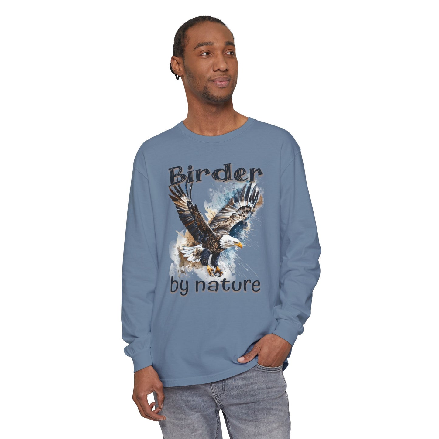 Eagle Birder By Nature Unisex Birding Long Sleeve T-Shirt