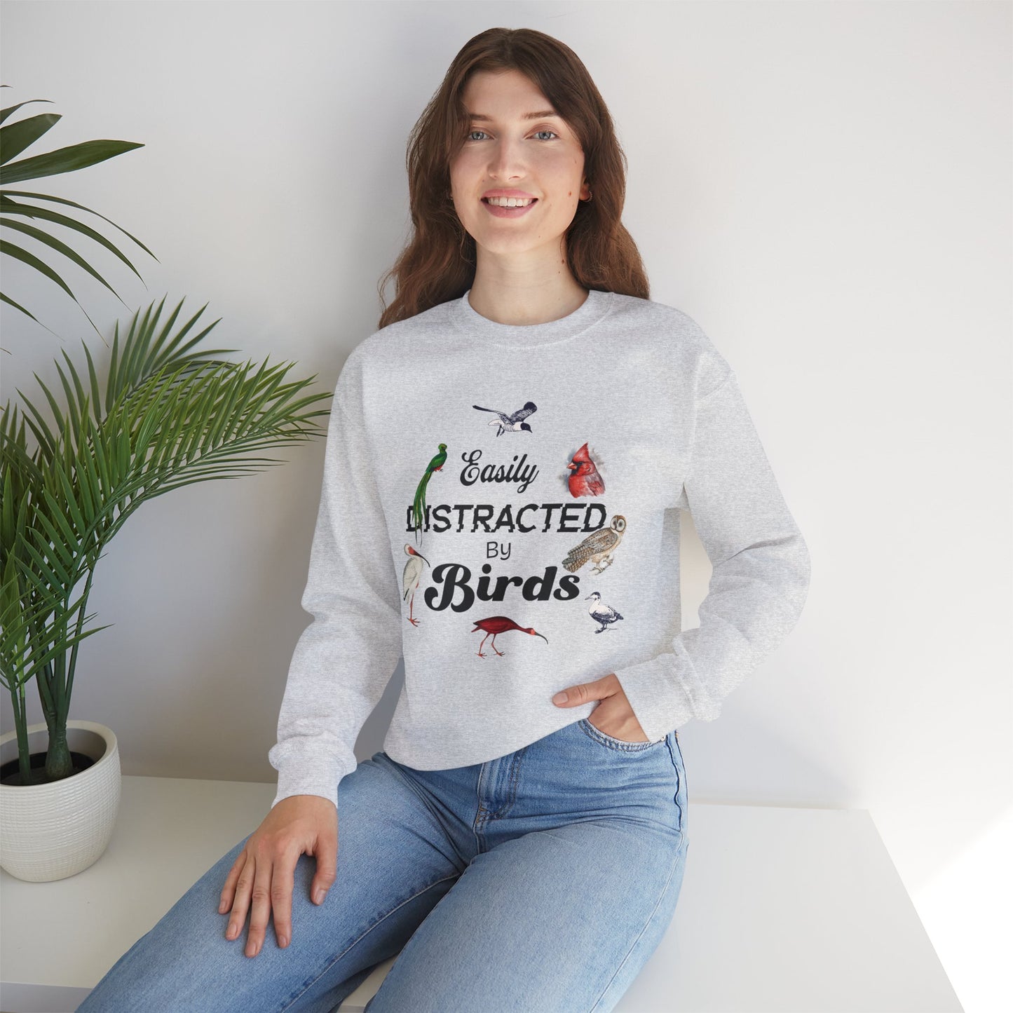 Easily Distracted by Birds Sweatshirt | Unisex Heavy Blend Crewneck