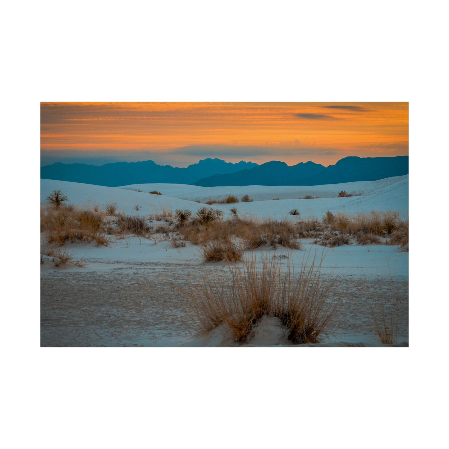 Desert Sunset Matte Poster | White Sands Tranquil Wall Art for Nature Lovers