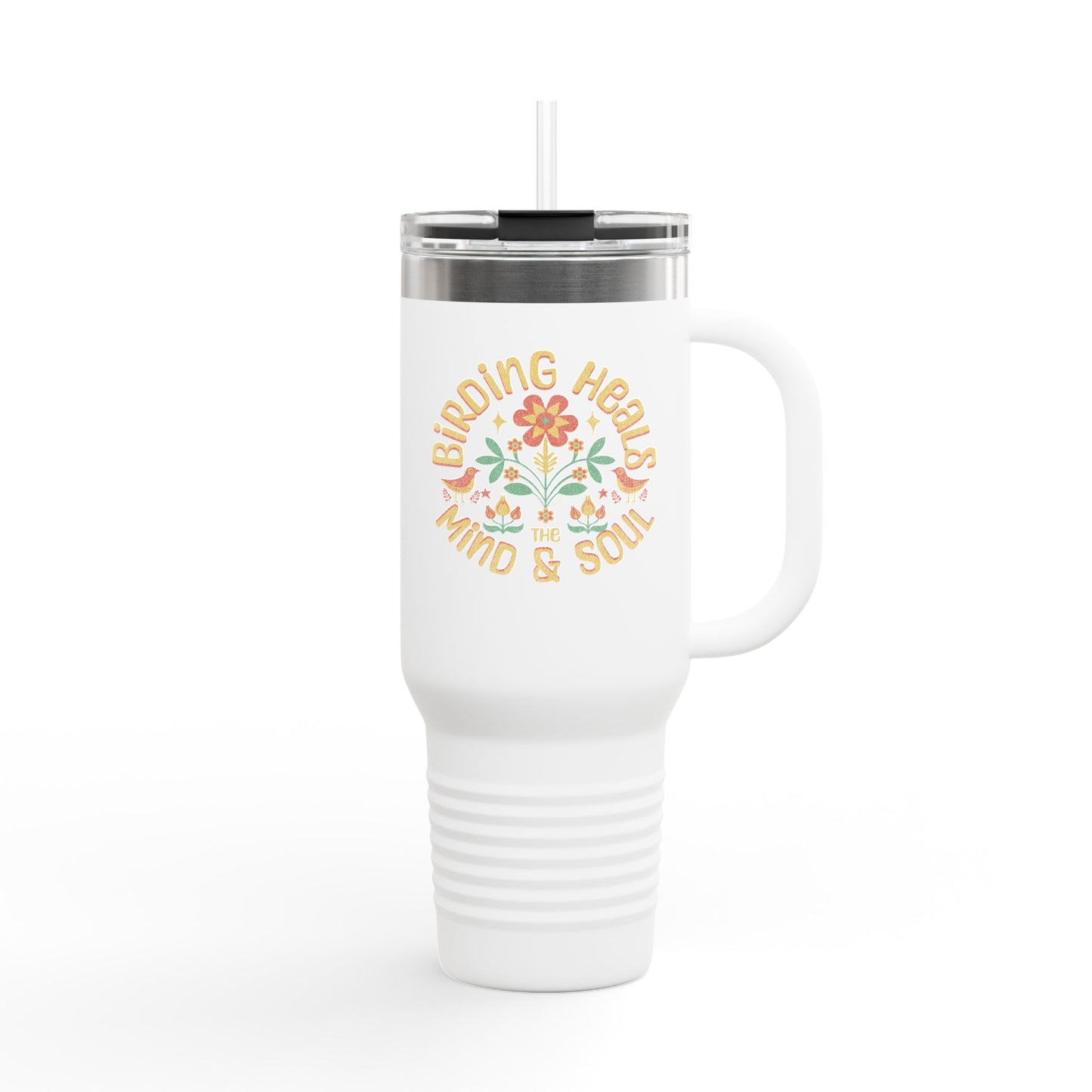 The Nerdy Birder Birding Heals Insulated Travel Mug, 40oz
