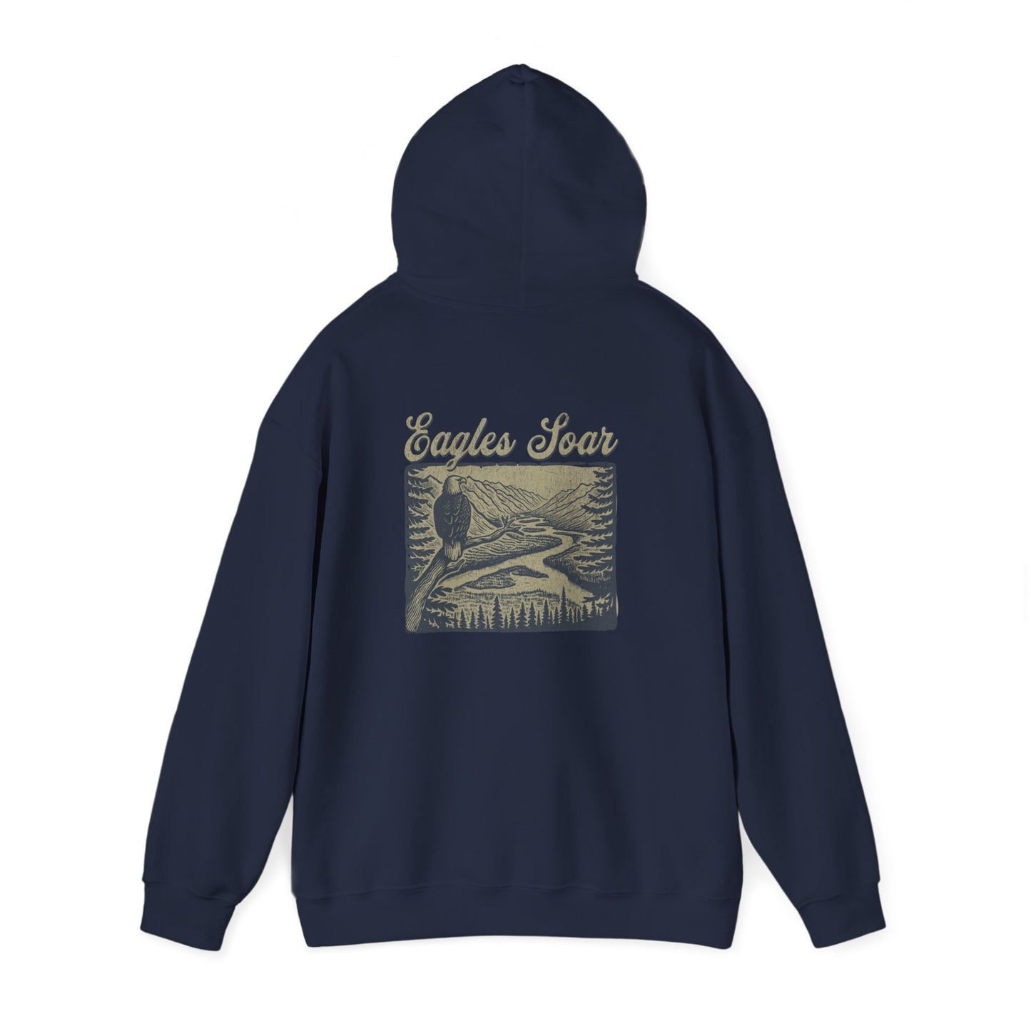The Nerdy Birder - Eagle Soars Back Design Unisex Hoodie - Cozy Sweatshirt for Nature Lovers