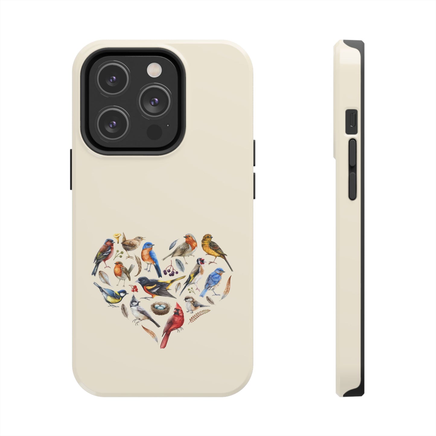 Bird Heart Tough Phone Cases - Cute Wildlife Design, Gift for Nature Enthusiasts, Durable Cases for Birdwatching