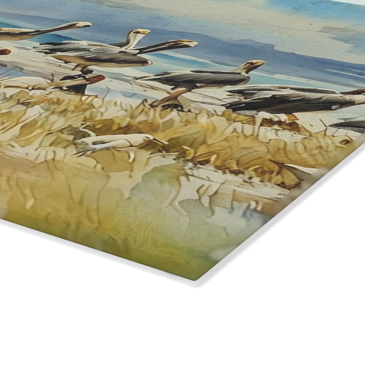 The Nerdy Birder - Coastal Wildlife Glass Cutting Board | Kitchen Décor, Bird Lovers Gift, Beach House Accessory
