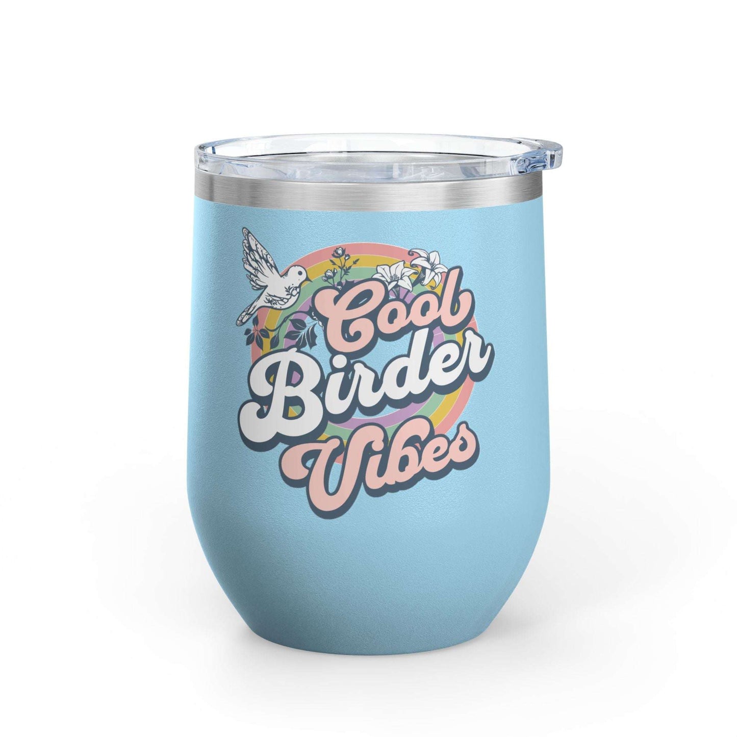 Cool Birder Vibes Wine Tumbler - 12oz Insulated Drinkware for Nature Lovers