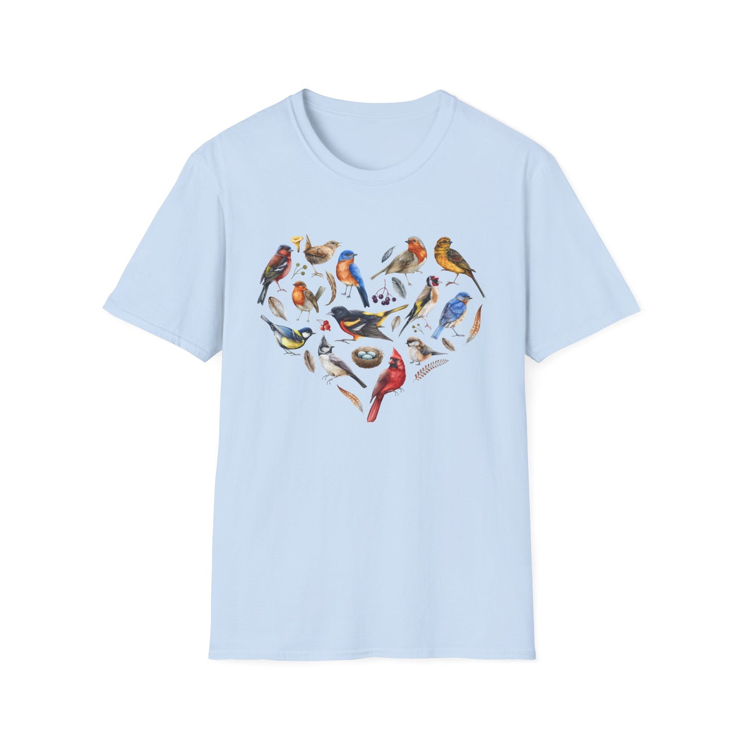 Heart of Birds Unisex Softstyle T-Shirt - Heart Design