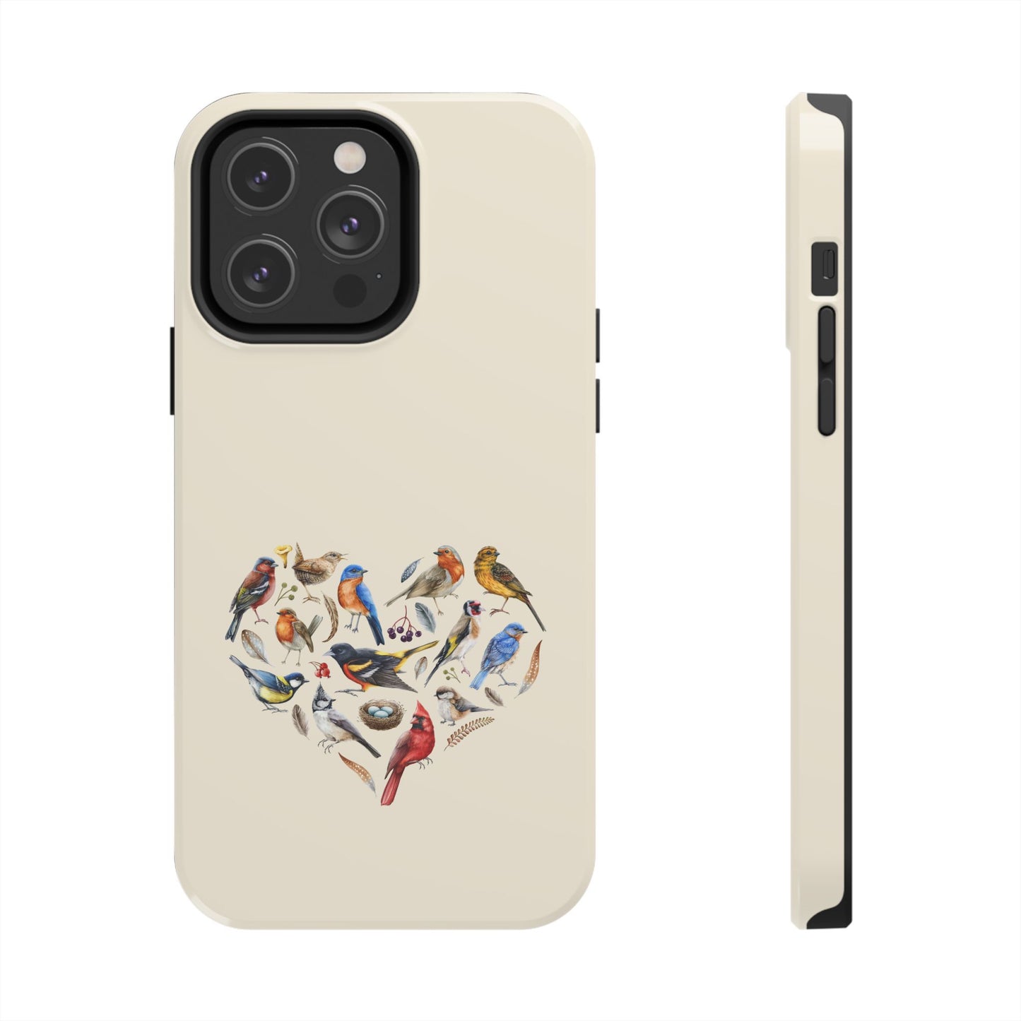Bird Heart Tough Phone Cases - Cute Wildlife Design, Gift for Nature Enthusiasts, Durable Cases for Birdwatching