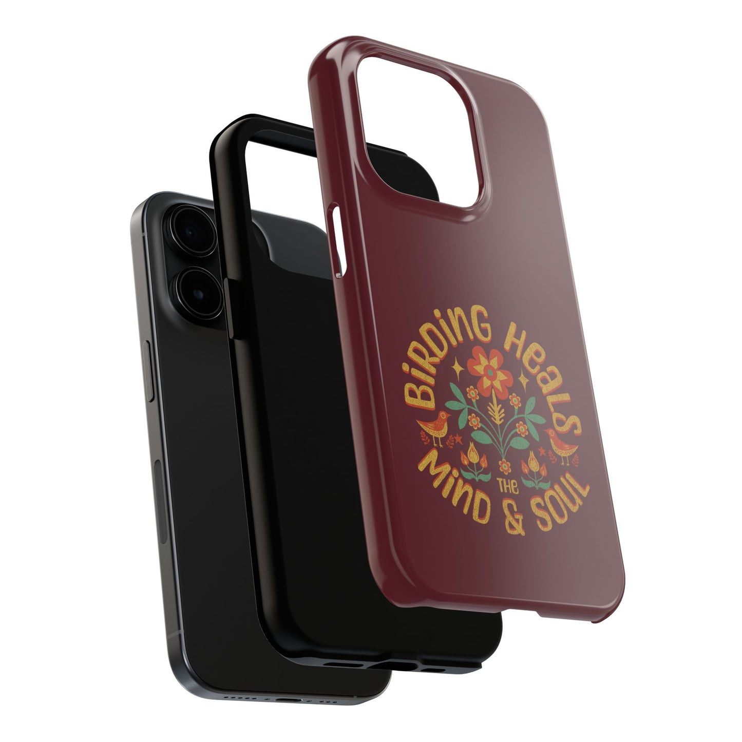 The Nerdy Birder - Birding Heals the Mind & Soul Design, Tough Secure Phone Covers for Bird Lovers, Artistic Gifts for Nature Enthusiasts