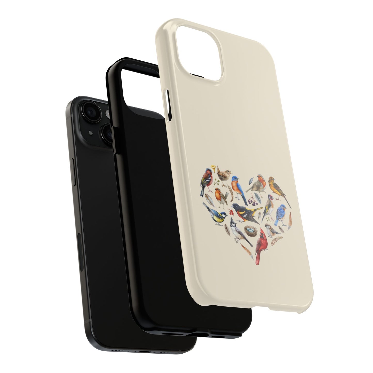 Bird Heart Tough Phone Cases - Cute Wildlife Design, Gift for Nature Enthusiasts, Durable Cases for Birdwatching