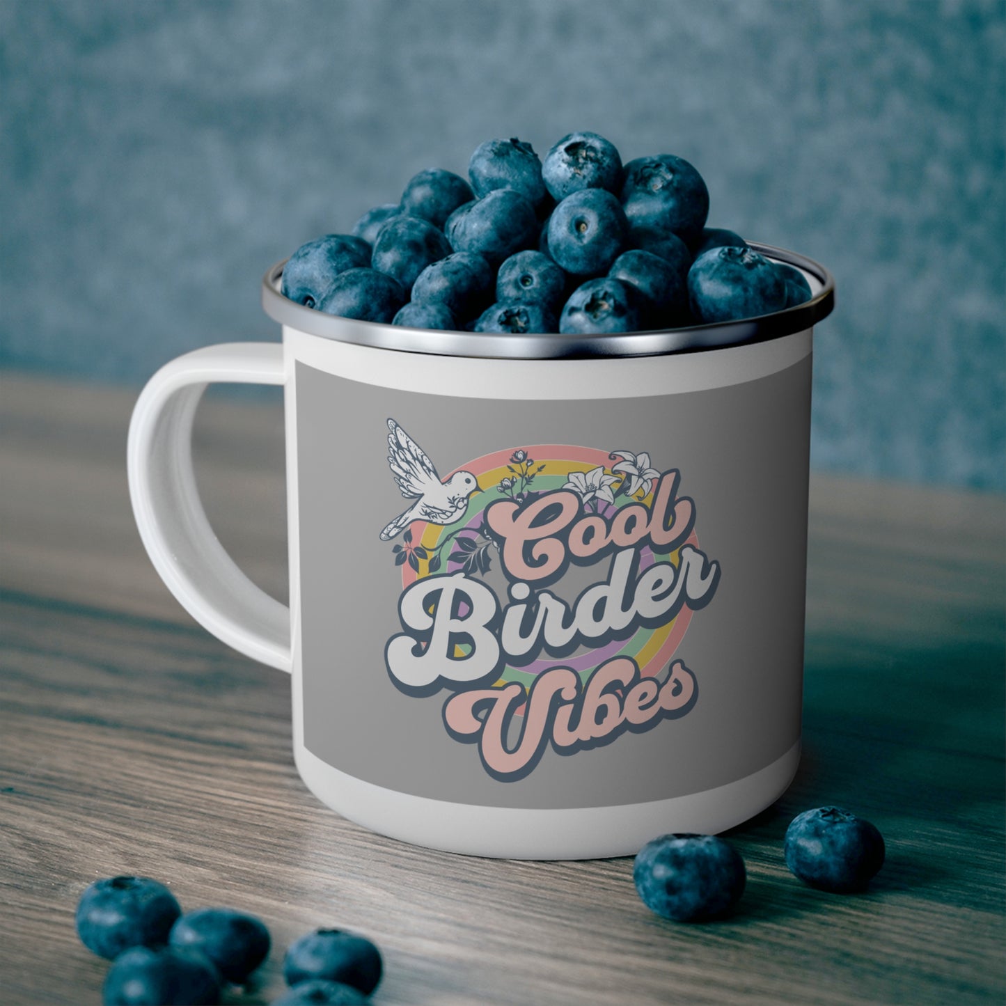 Cool Birder Vibes Enamel Camping Mug - Perfect for Outdoor Enthusiasts