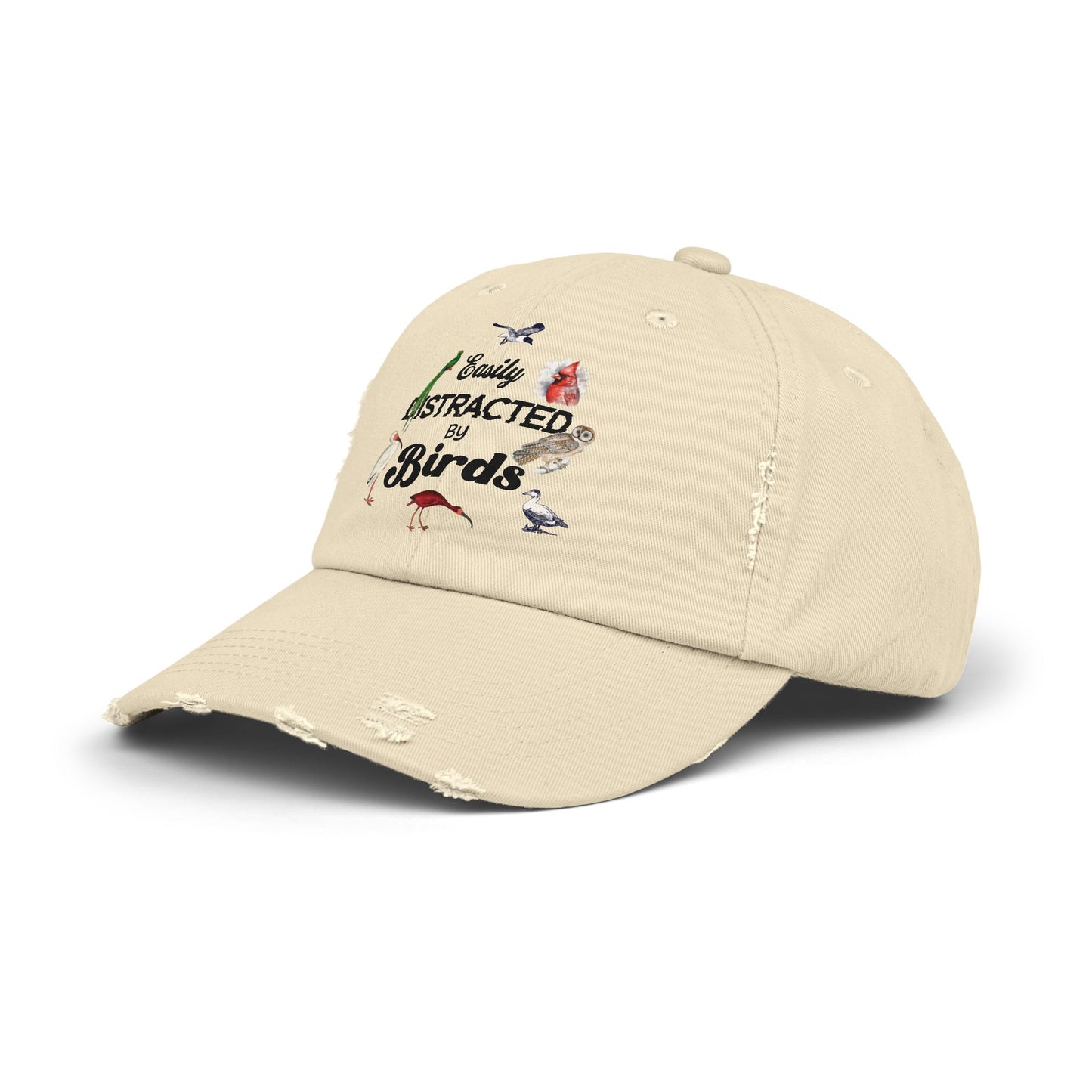 Easily Distracted By Birds Vintage Style Hat - Unisex Distressed Cap