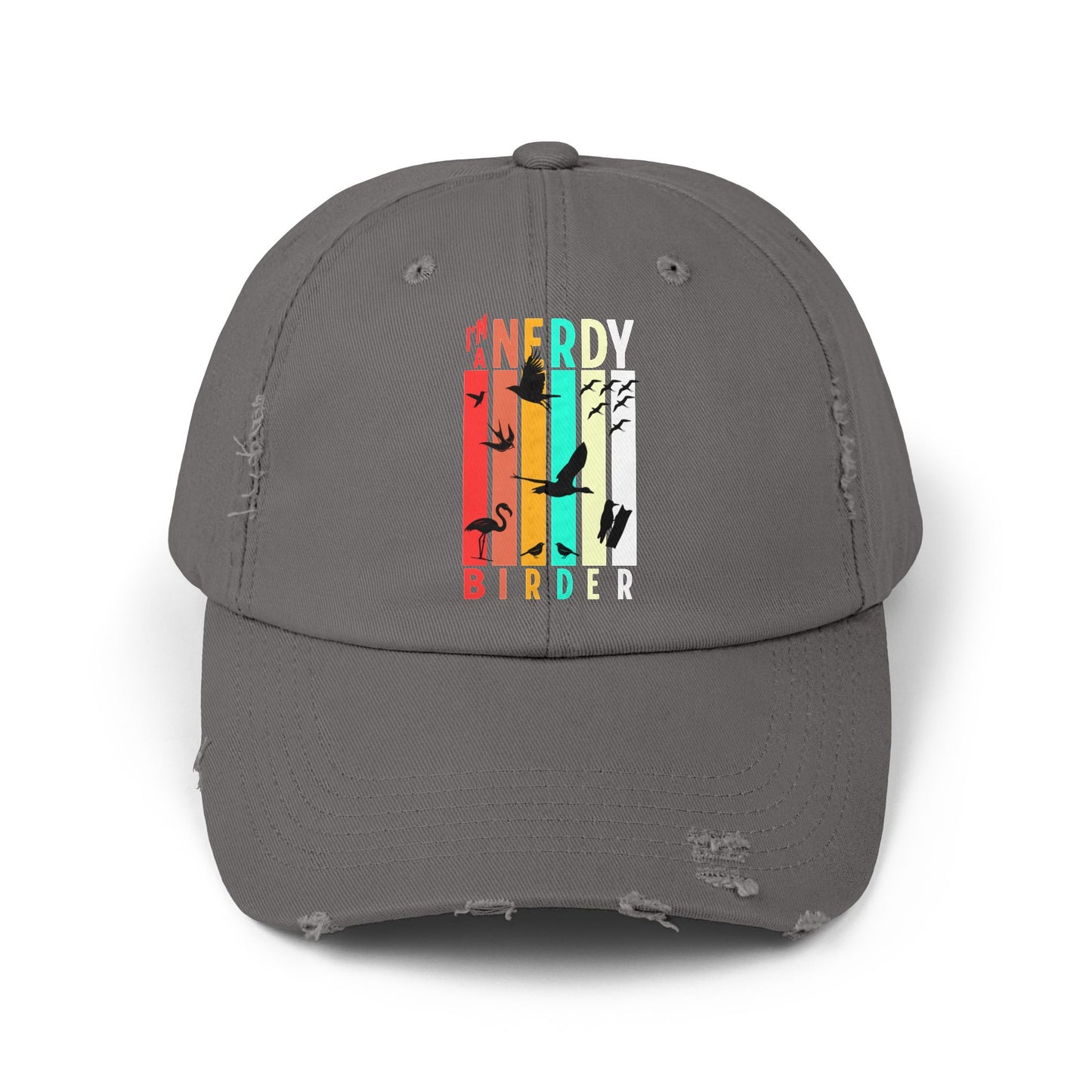 I'm A Nerdy Birder Colorful Unisex Distressed Cap - Fun Style for Trendsetters, Perfect Gift for Birthdays, Festivals, and Everyday Wear