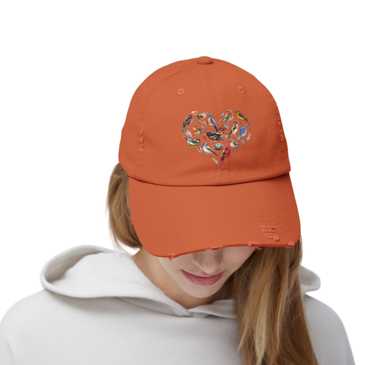 The Nerdy Birder Bird Heart Vintage Style Hat - Unisex Distressed Cap