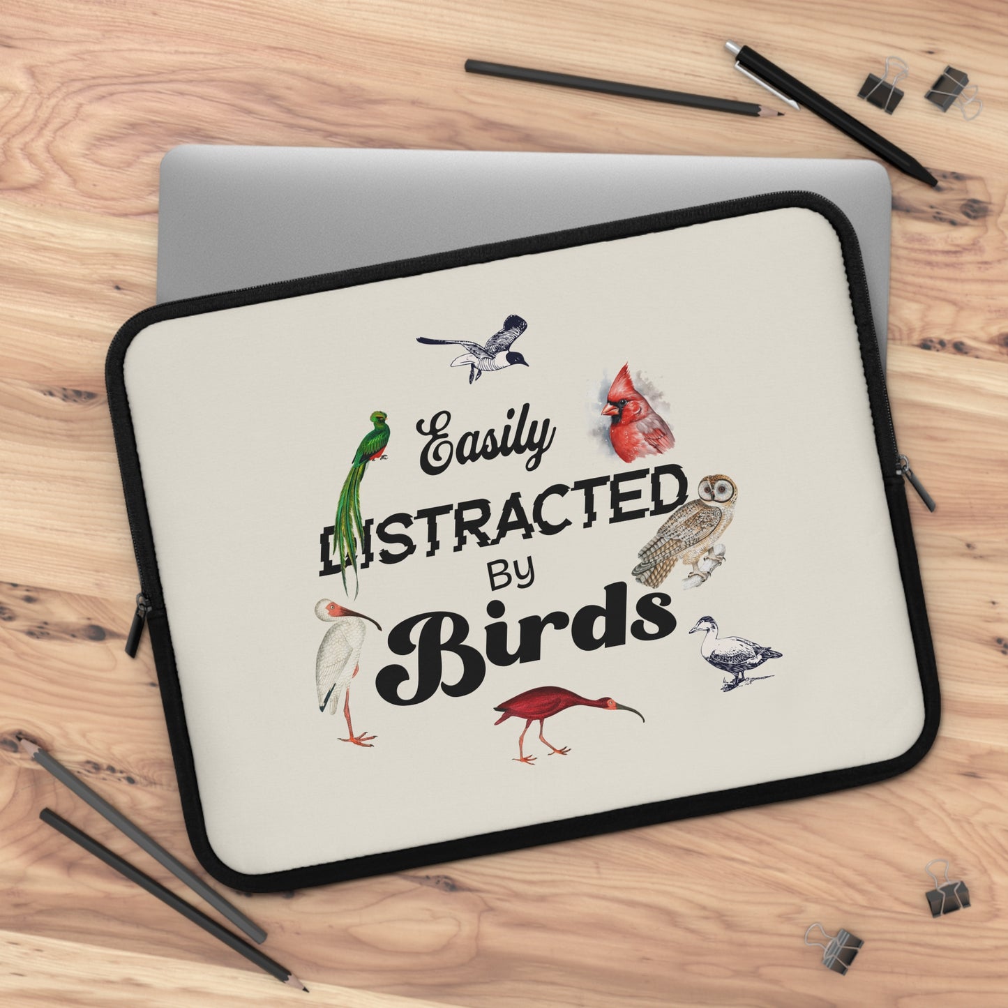 Easily Distracted by Birds Laptop Sleeve – Perfect for Bird Lovers and Nature Enthusiasts