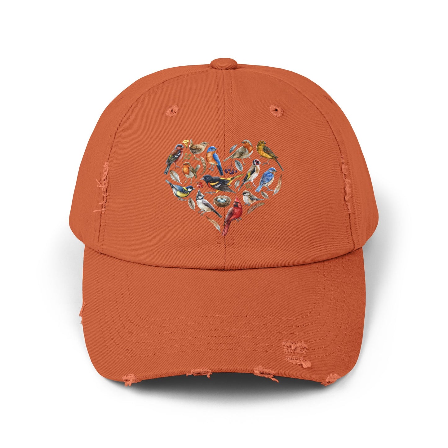 The Nerdy Birder Bird Heart Vintage Style Hat - Unisex Distressed Cap