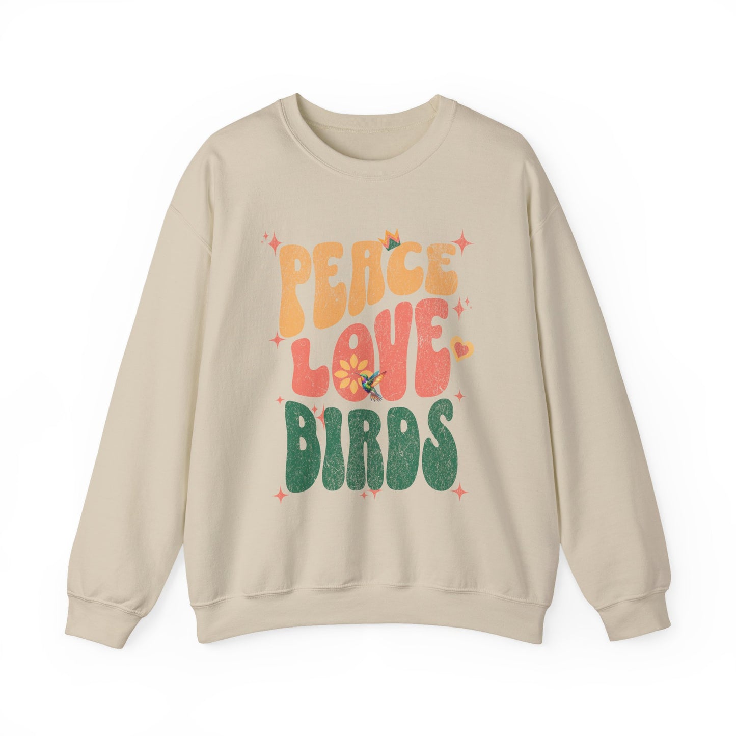 Peace Love Birds Crewneck Sweatshirt - Unisex Cozy Fashion for Nature Lovers