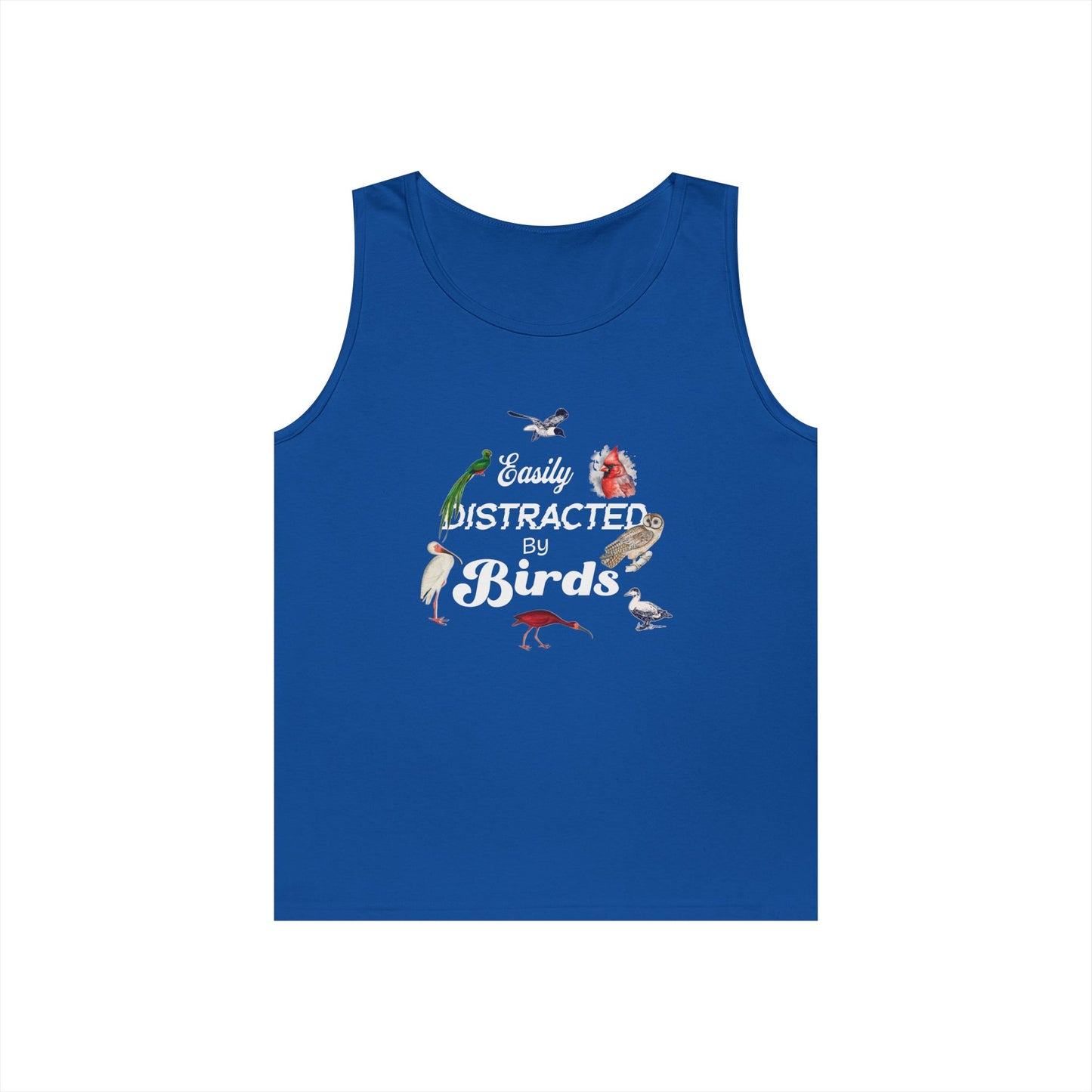 The Nerdy Birder Easily Distracted By Birds Tank Top, Gift for Bird Lovers, Unisex Summer Wear, Nature Lover's Apparel, Fun Casual Tank