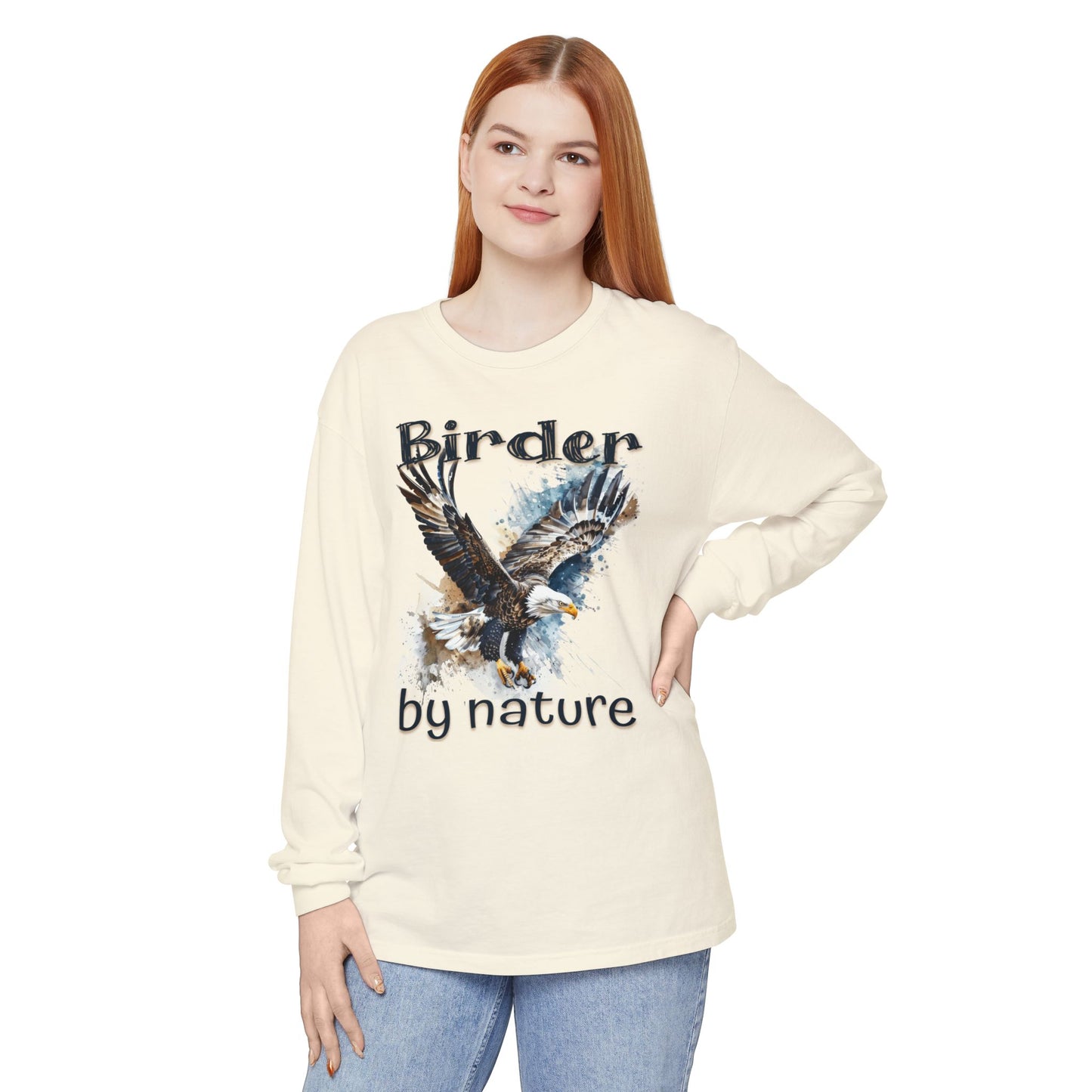Eagle Birder By Nature Unisex Birding Long Sleeve T-Shirt