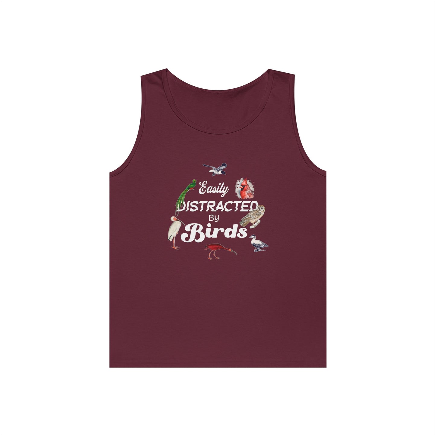 The Nerdy Birder Easily Distracted By Birds Tank Top, Gift for Bird Lovers, Unisex Summer Wear, Nature Lover's Apparel, Fun Casual Tank