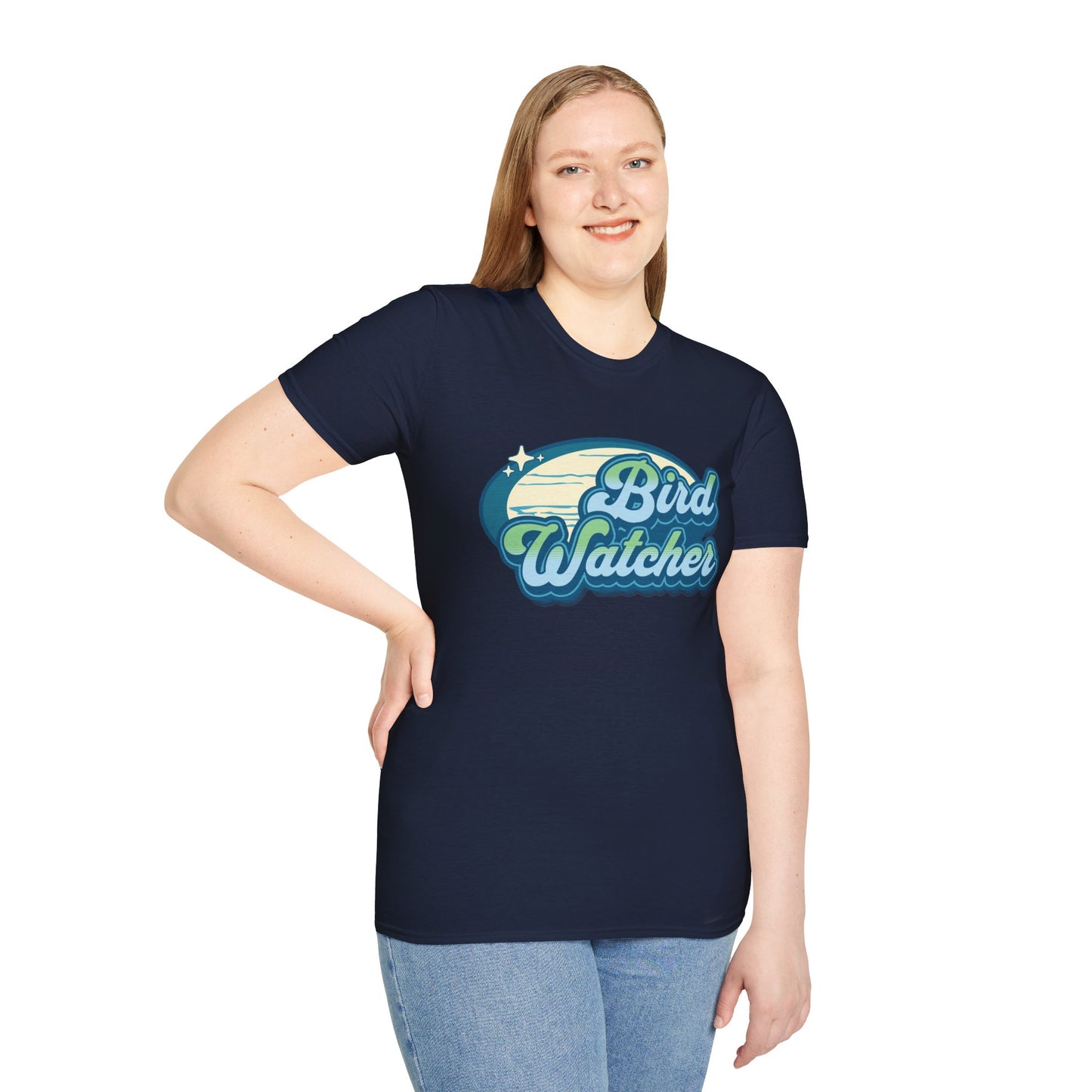 Bird Watcher Teal Unisex Softstyle T-Shirt - Retro Vibe Tee for Casual Wear