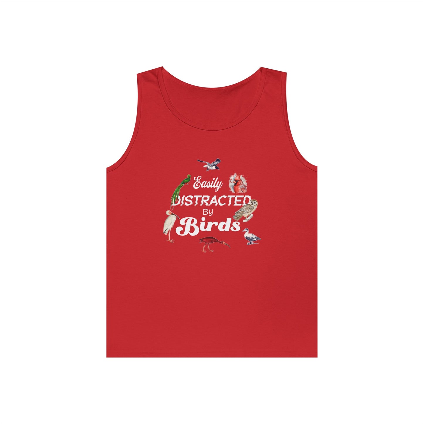 The Nerdy Birder Easily Distracted By Birds Tank Top, Gift for Bird Lovers, Unisex Summer Wear, Nature Lover's Apparel, Fun Casual Tank