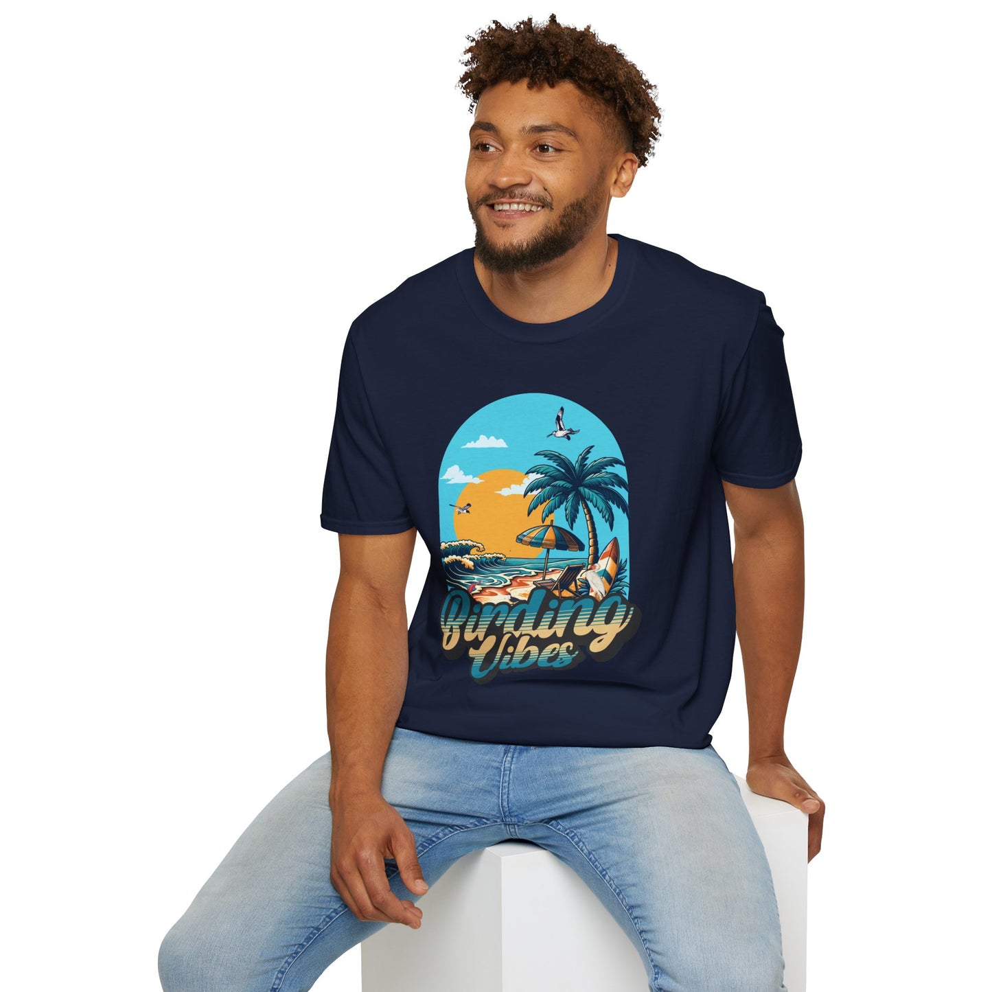 Birding Vibes Unisex Softstyle T-Shirt - Tropical Beach Graphic Tee