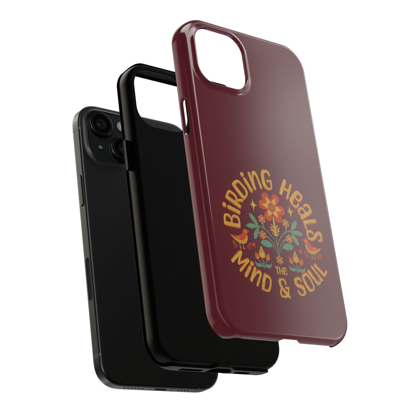 The Nerdy Birder - Birding Heals the Mind & Soul Design, Tough Secure Phone Covers for Bird Lovers, Artistic Gifts for Nature Enthusiasts