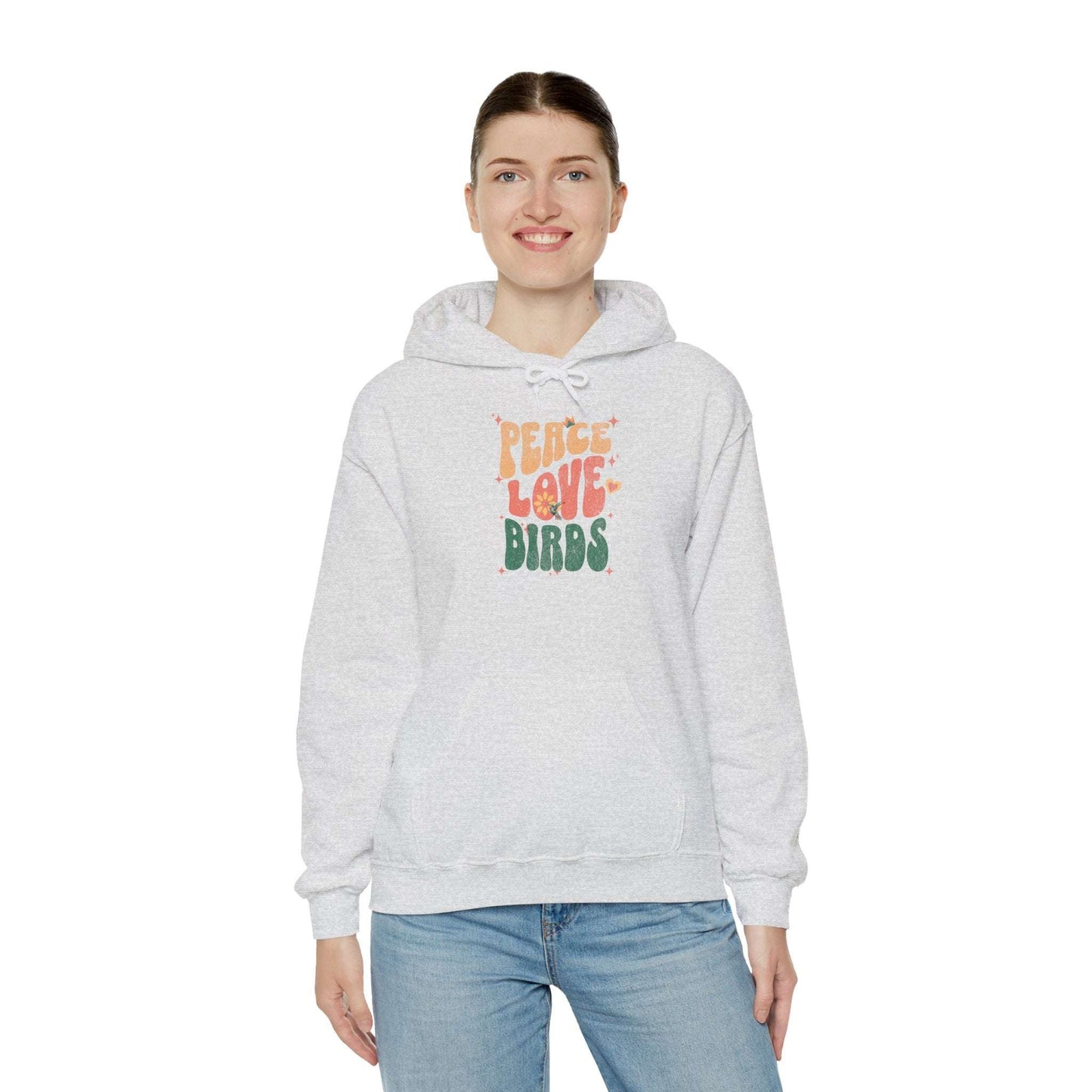 Peace Love Birds Hoodie - Cozy Unisex Sweatshirt for Nature Lover