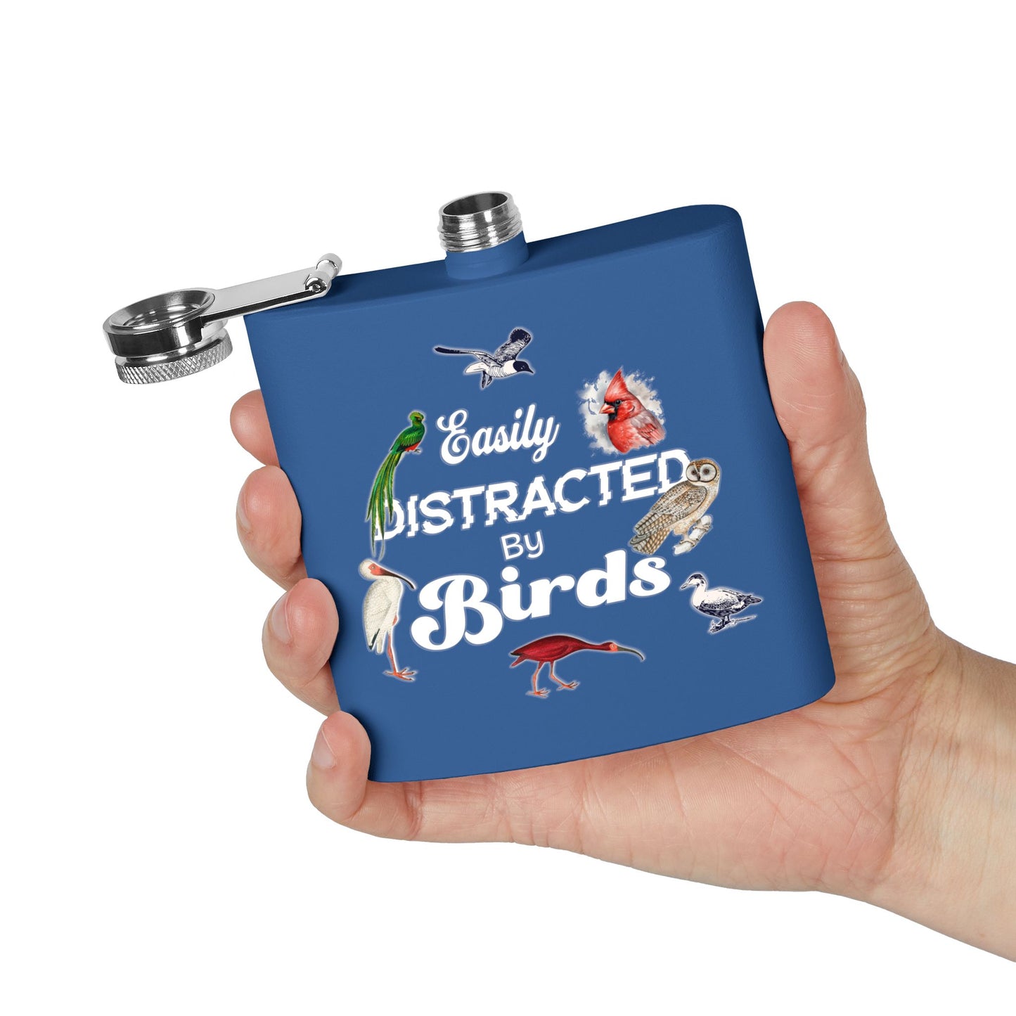 Easily Distracted By Birds Stainless Steel Flask - 6oz