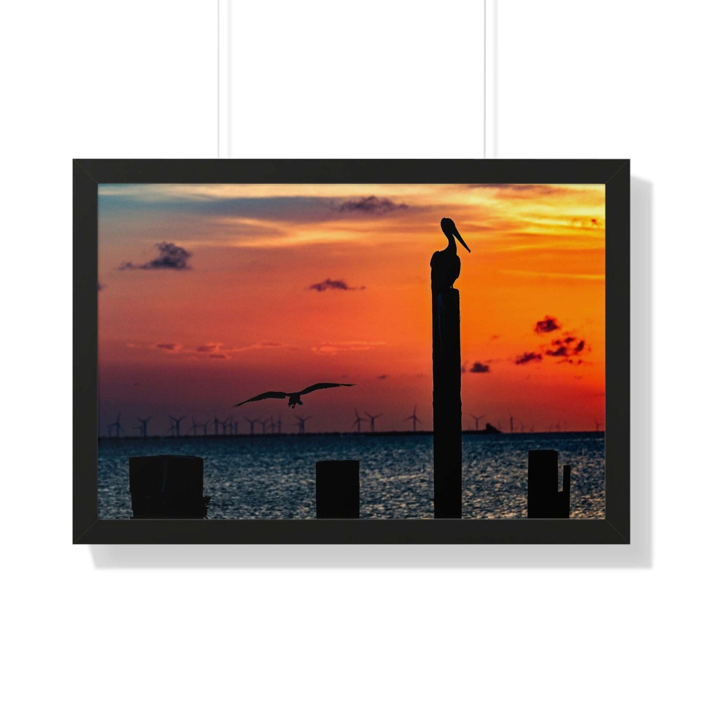 Serene Sunset Framed Horizontal Poster - Coastal Decor for Beach Lovers