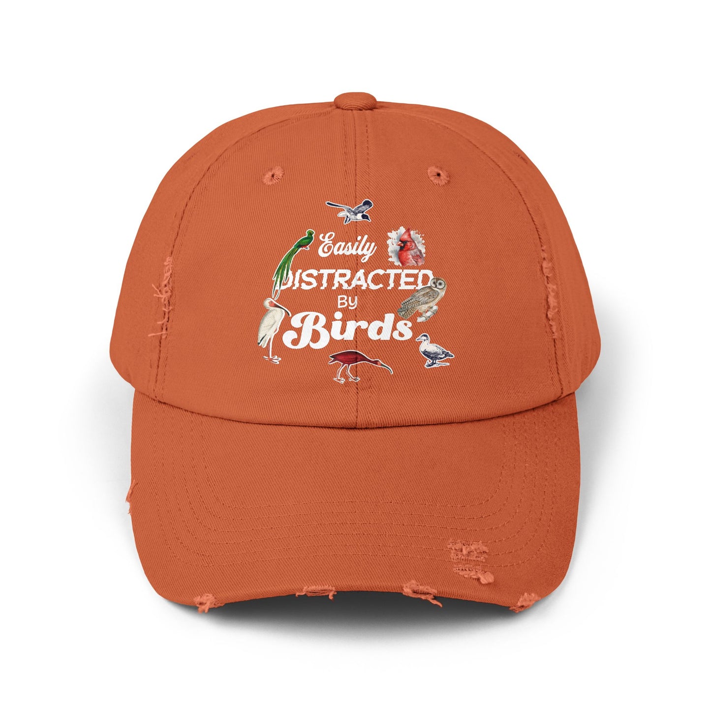 Easily Distracted By Birds Vintage Style Hat - Unisex Distressed Cap