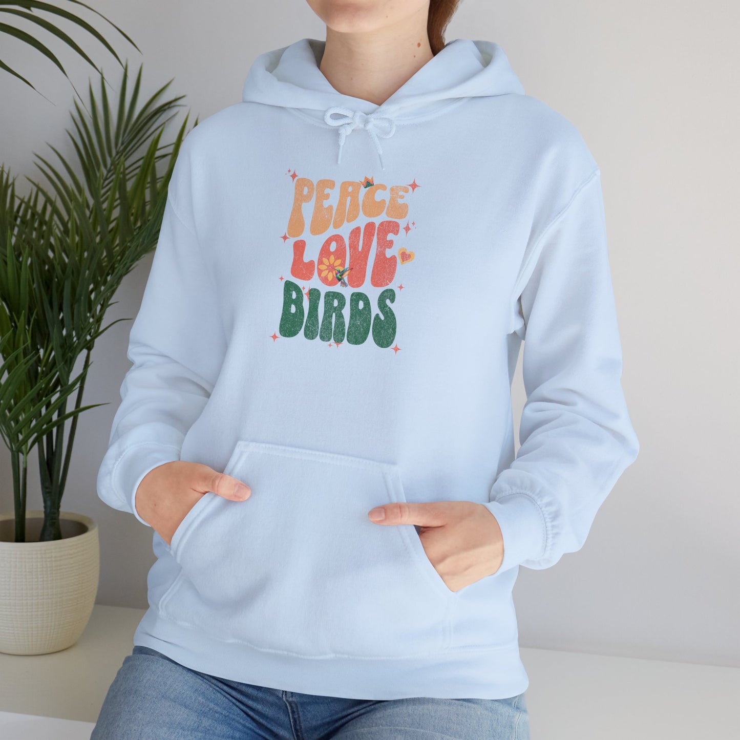 Peace Love Birds Hoodie - Cozy Unisex Sweatshirt for Nature Lover