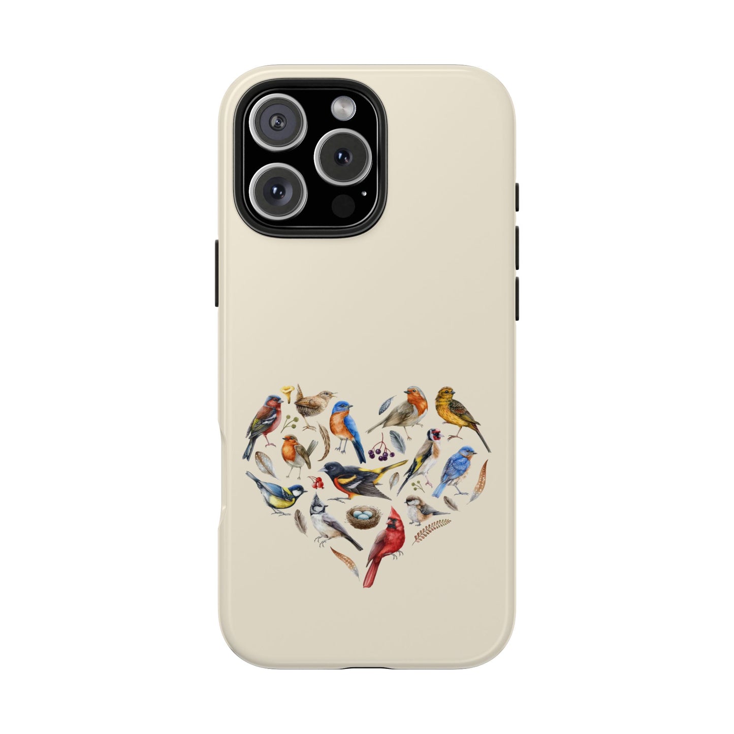 Bird Heart Tough Phone Cases - Cute Wildlife Design, Gift for Nature Enthusiasts, Durable Cases for Birdwatching