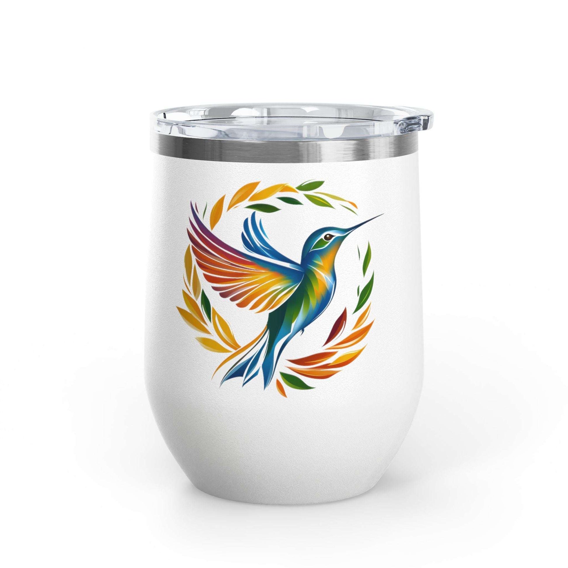 Hummingbird Rainbow Wine Tumbler- 12oz Insulated Cup