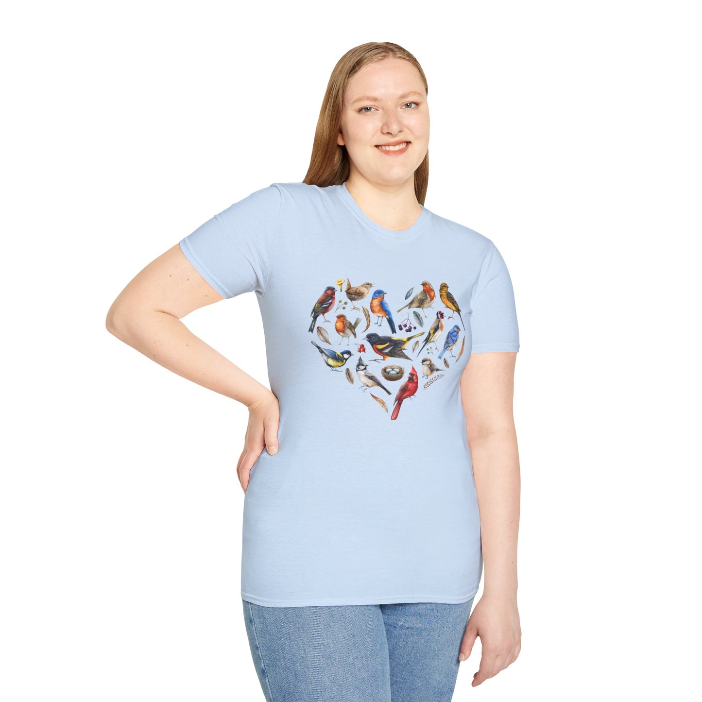 Bird Heart Unisex Softstyle T-Shirt - Heart Design