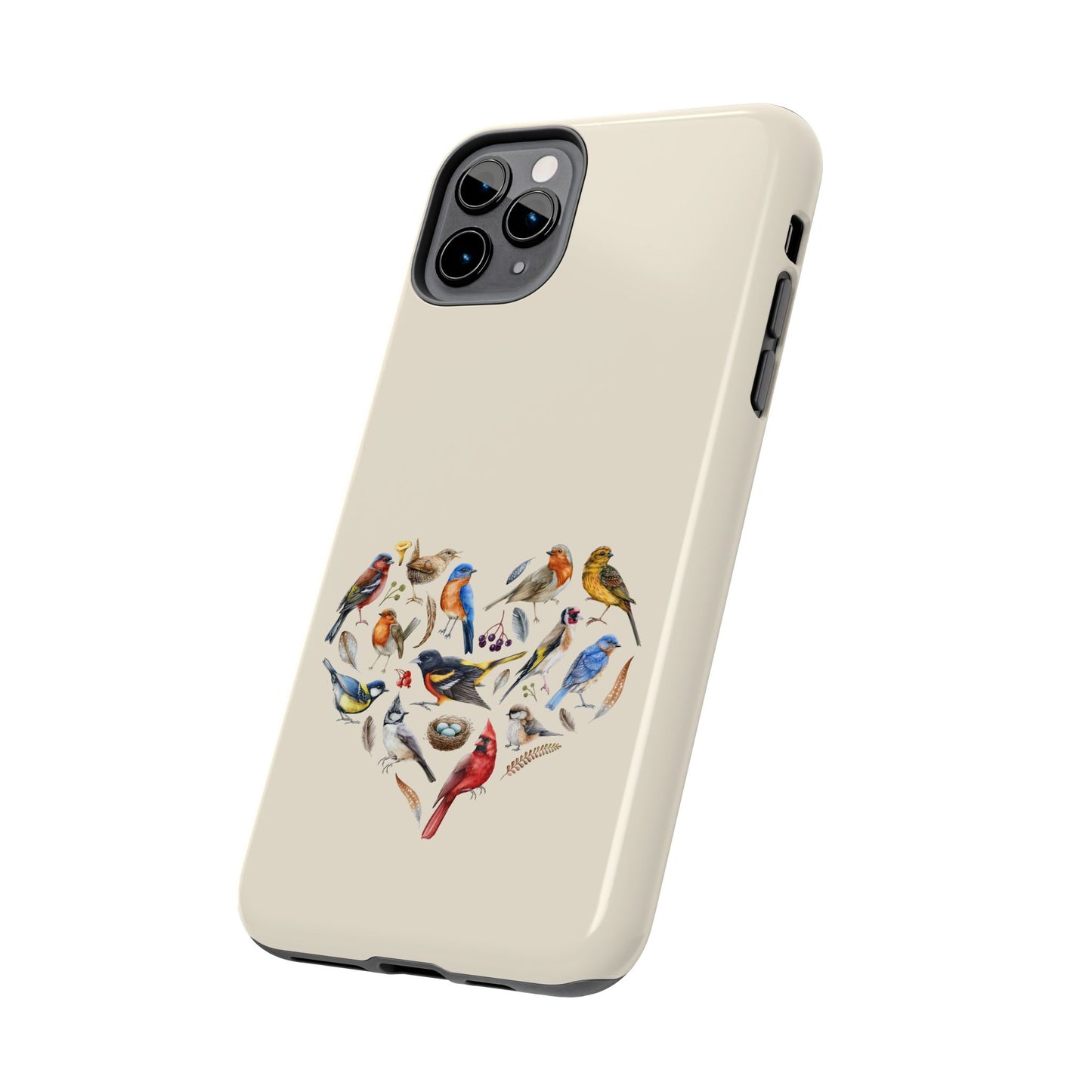 Bird Heart Tough Phone Cases - Cute Wildlife Design, Gift for Nature Enthusiasts, Durable Cases for Birdwatching