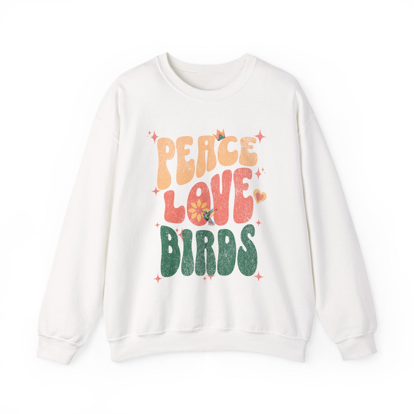 Peace Love Birds Crewneck Sweatshirt - Unisex Cozy Fashion for Nature Lovers