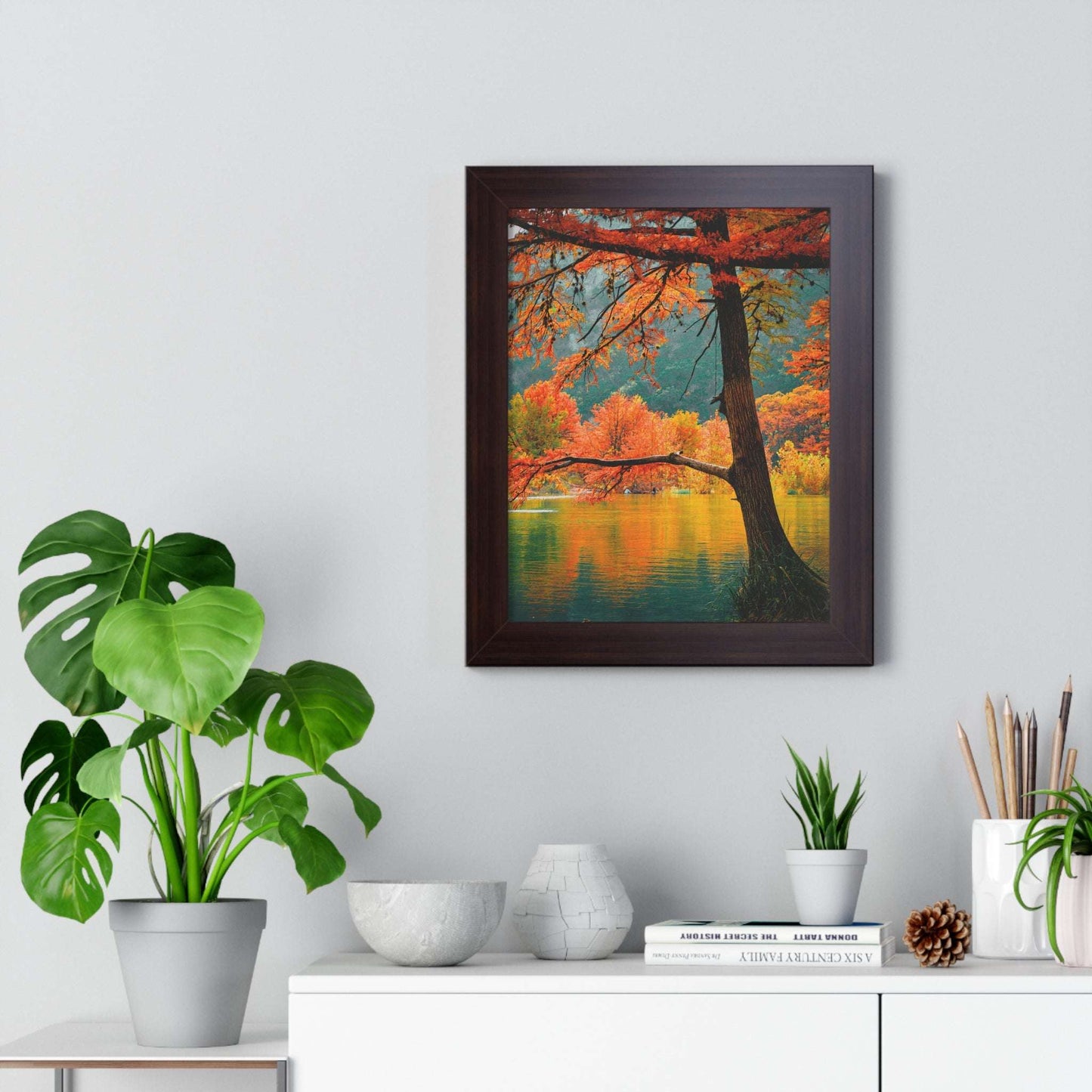 Autumn Serenity Framed Vertical Poster - Nature Wall Art for Home Decor