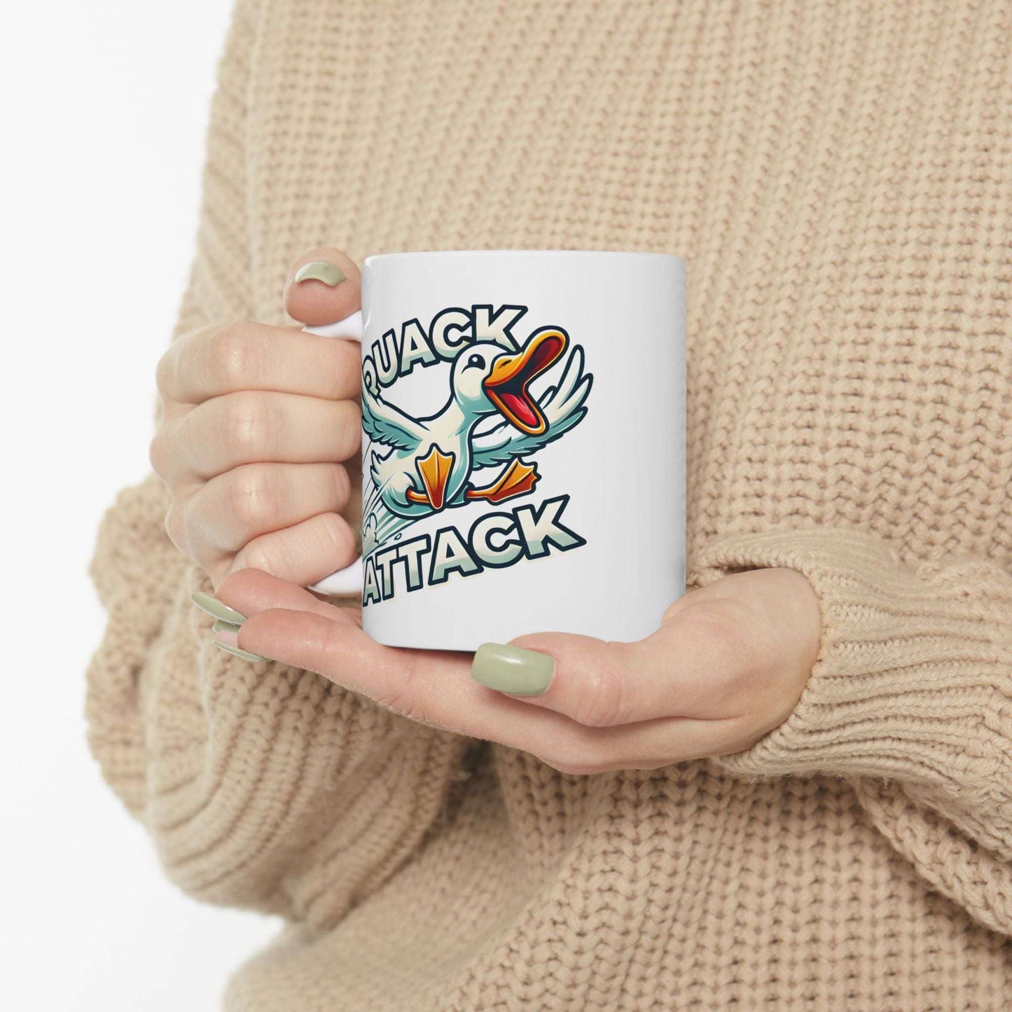 Mug - Quack Attack Duck Design Ceramic Cup (11oz, 15oz)